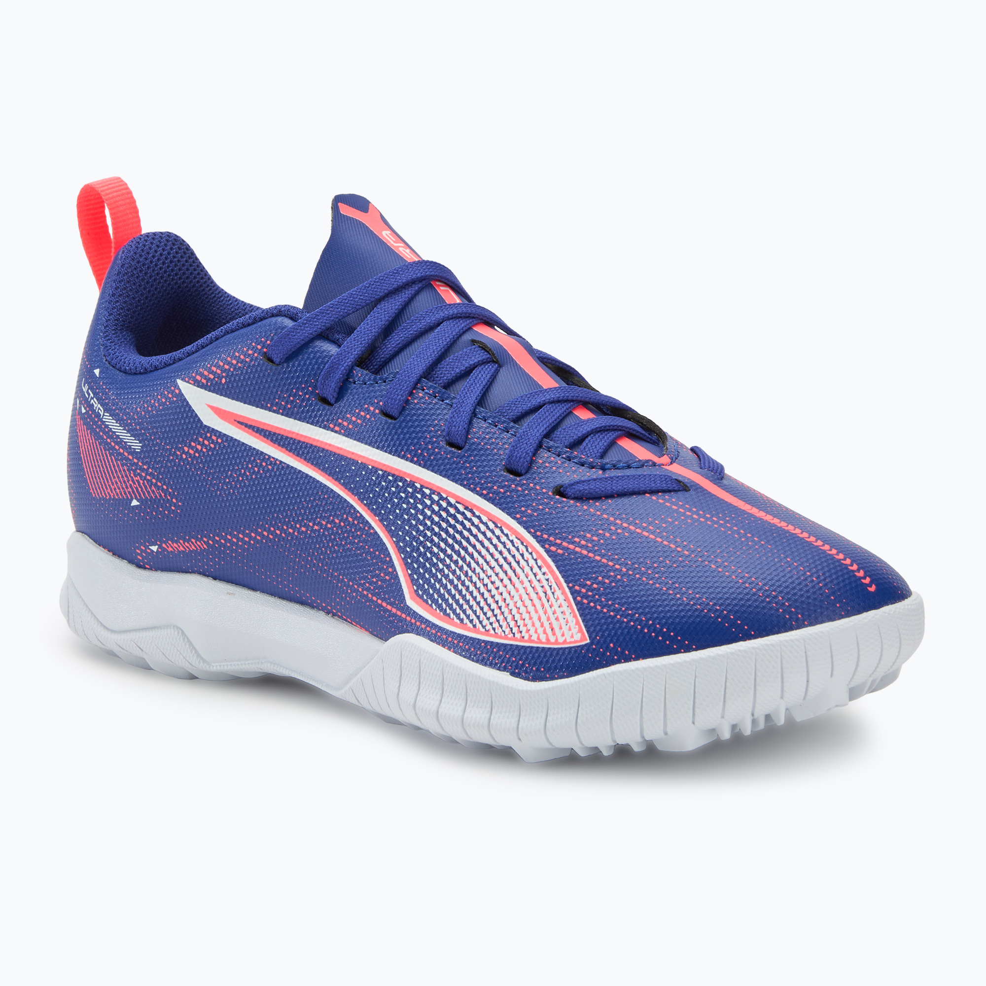 Ghete de fotbal pentru copii PUMA Ultra 5 Play TT Jr lapis lazuli/puma white/sunset glow (Ultra 5 Play TT Jr 107910 01)