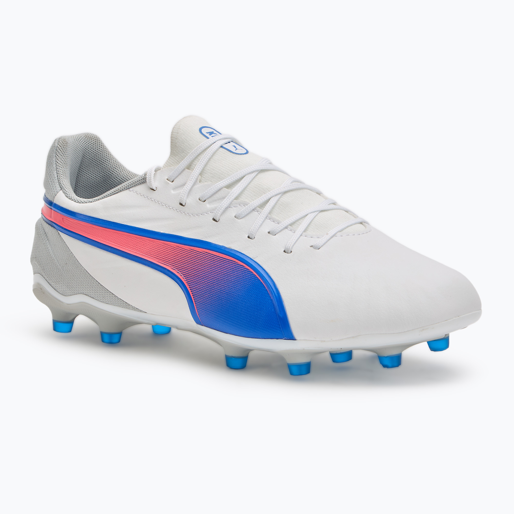 Încălțăminte de fotbal PUMA King Match FG/AG puma white/bluemazing/flat light grey/sunset glow (King Match FG/AG 107863 02)