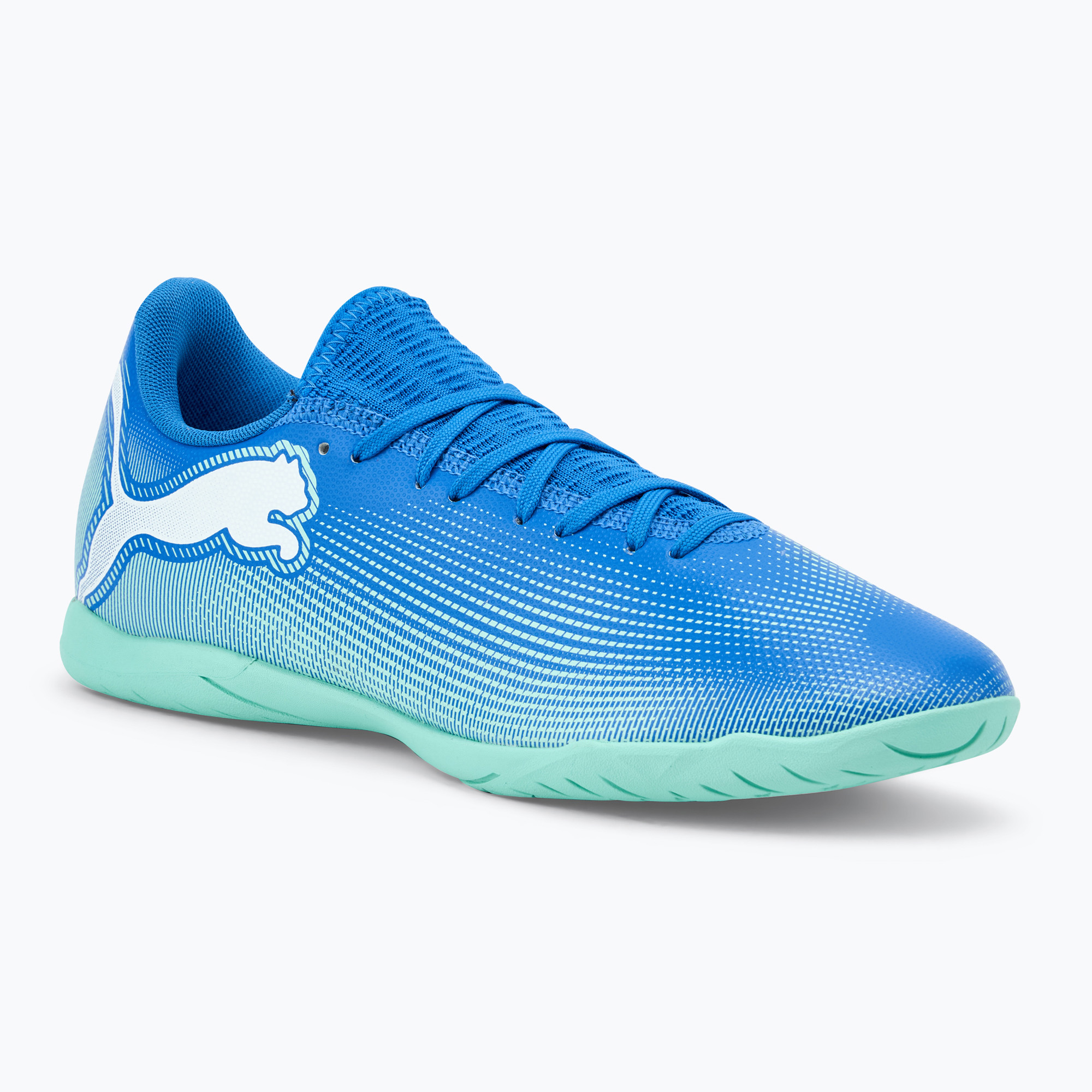 Încălțăminte de fotbal PUMA Future 7 Play It hyperlink blue/mint/puma white (Future 7 Play It 107942 01)