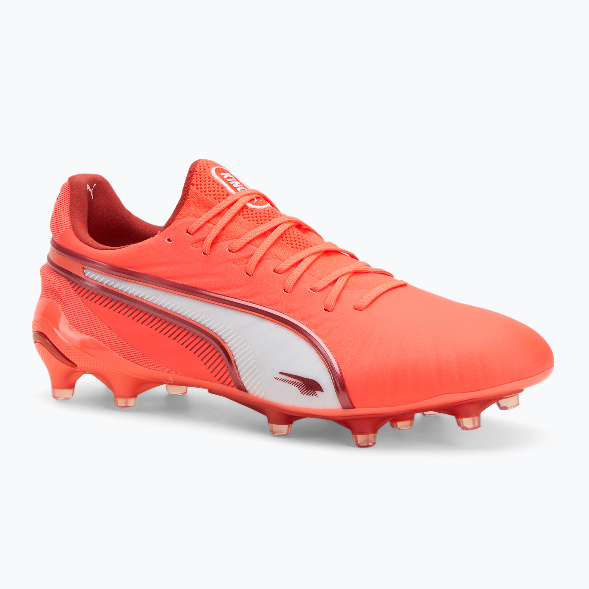 Încălțăminte de fotbal pentru bărbați PUMA King Ultimate FG/AG glowing red/puma white/red fire (King Ultimate FG/AG 108303 01)