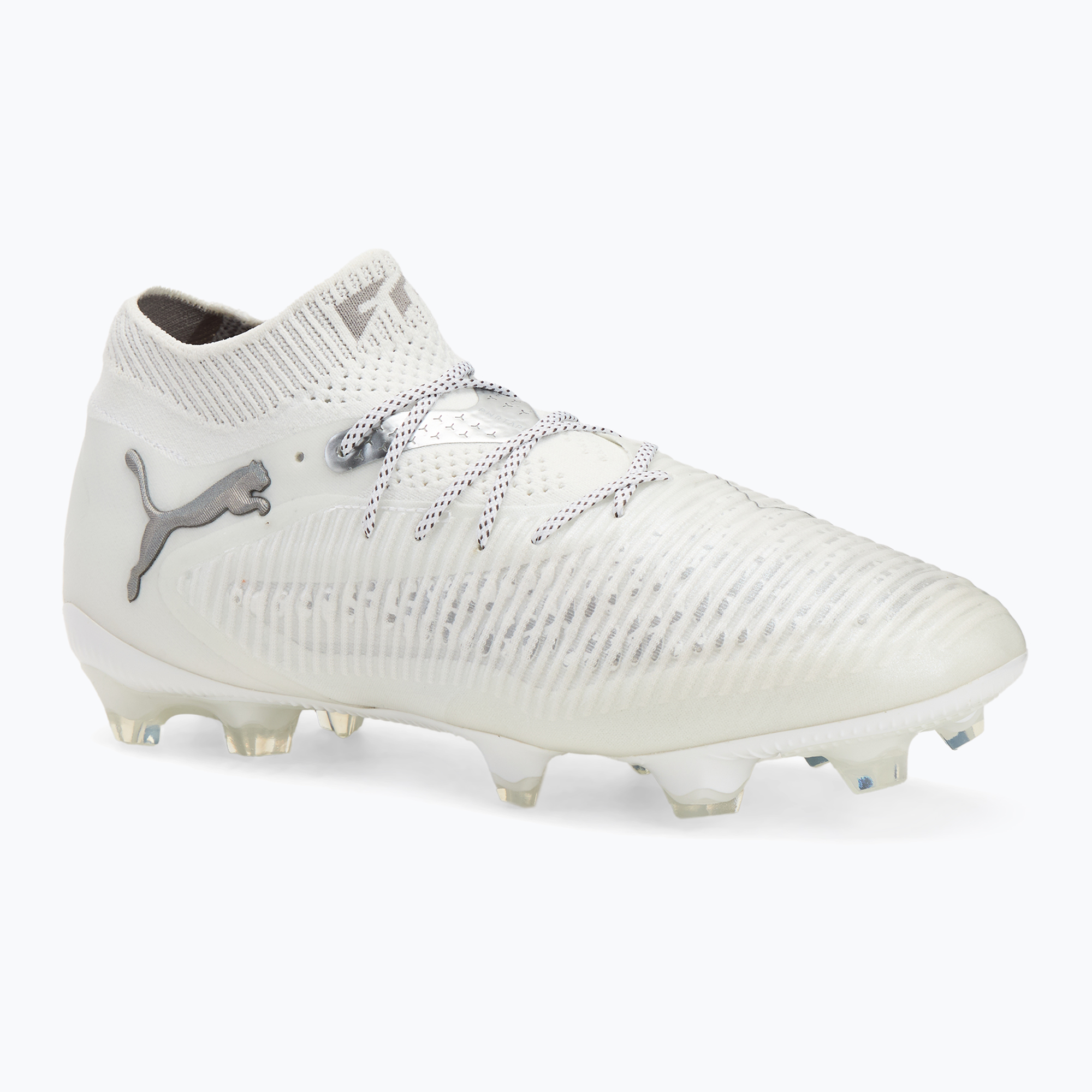 Încălțăminte de fotbal pentru bărbați PUMA Future 8 Ultimate FG puma white/matte silver (Future 8 Ultimate FG 108138 04)