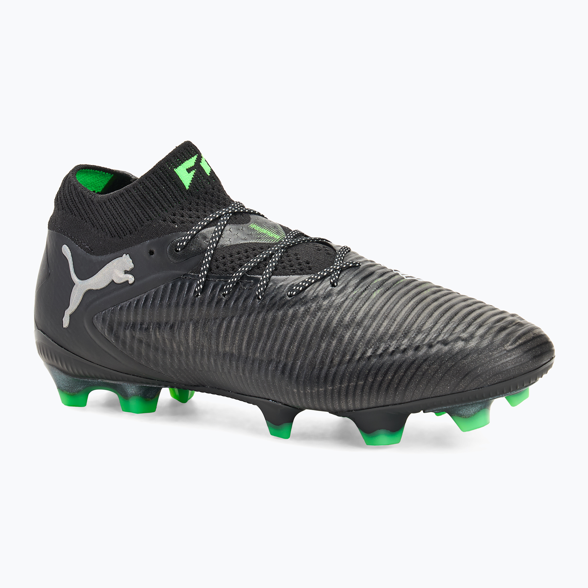 Încălțăminte de fotbal pentru bărbați PUMA Future 8 Ultimate FG puma black/cool light gray/fluo green (Future 8 Ultimate FG 108138 02)