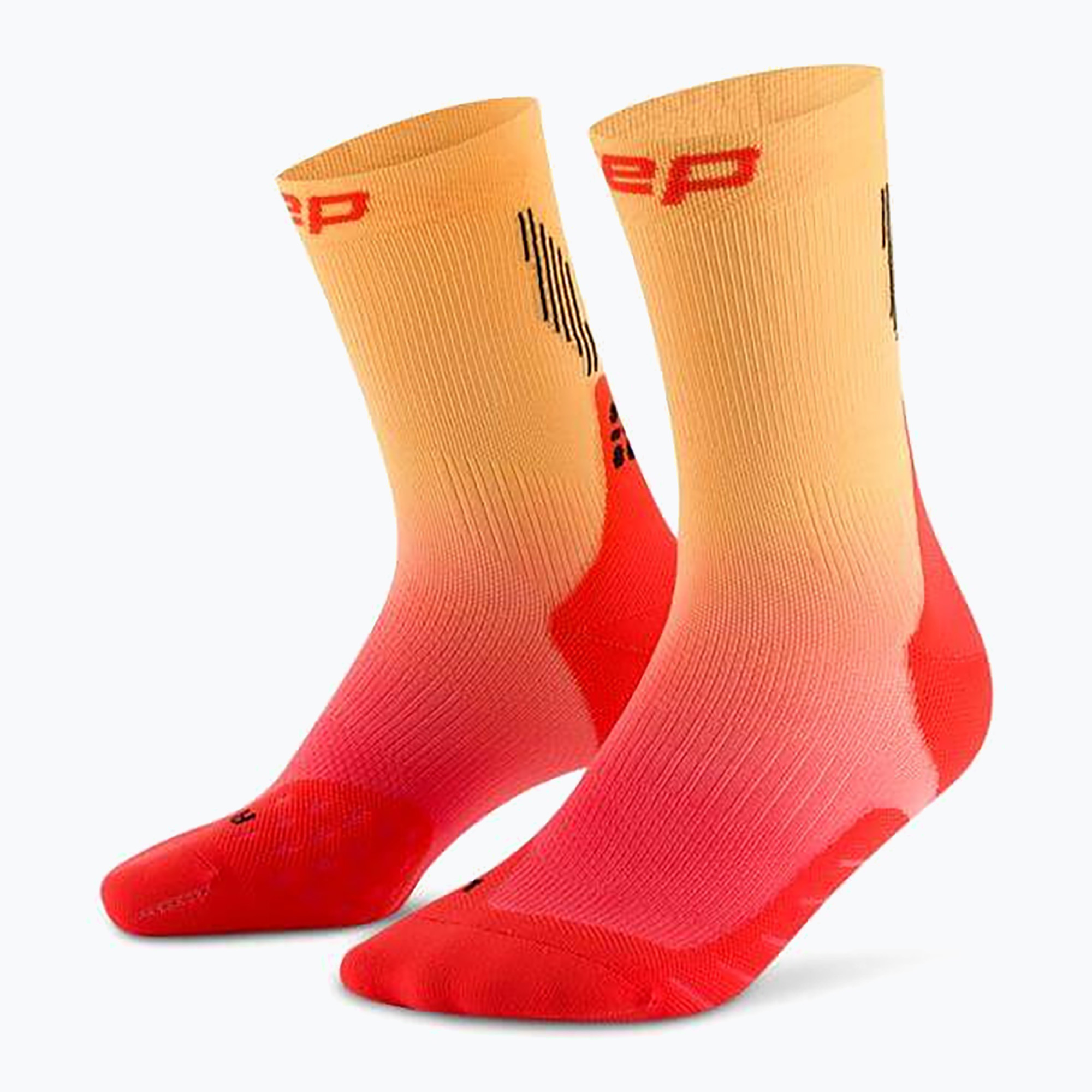 CEP Șosete de compresie pentru femei Run Edt. Gradient Mid Cut Compression 5.0 roșu/marigold fade (Run Edt. Gradient Mid Cut Compression 5.0 WP7CNG4)