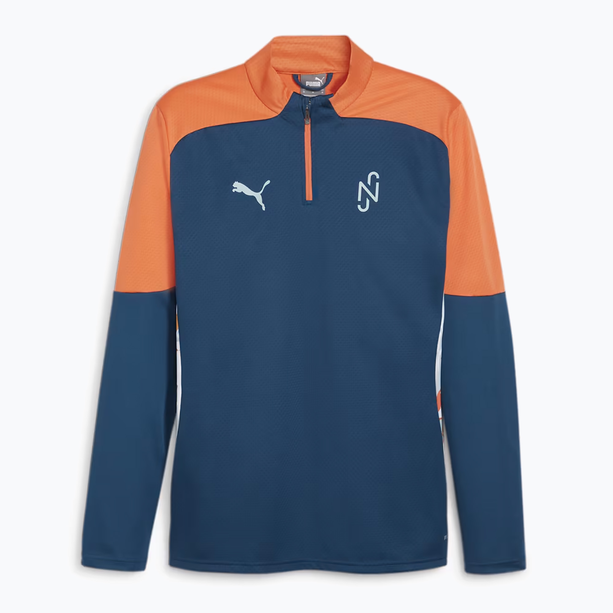 Bluză de fotbal pentru bărbați PUMA Neymar Jr Creativity 1/4 Zip Top ocean tropic/hot heat (Neymar Jr Creativity 1/4 Zip Top 658950 13)