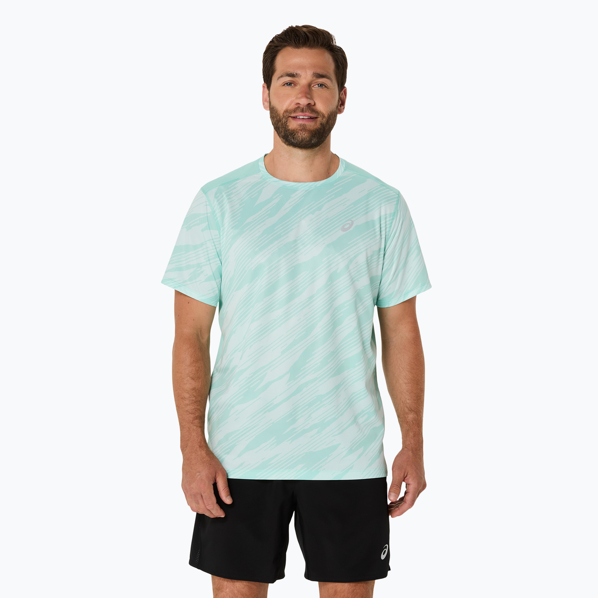 Tricou de alergare pentru bărbați ASICS Core All Over Print SS Top oasis green (Core All Over Print SS Top 2011D212-300)