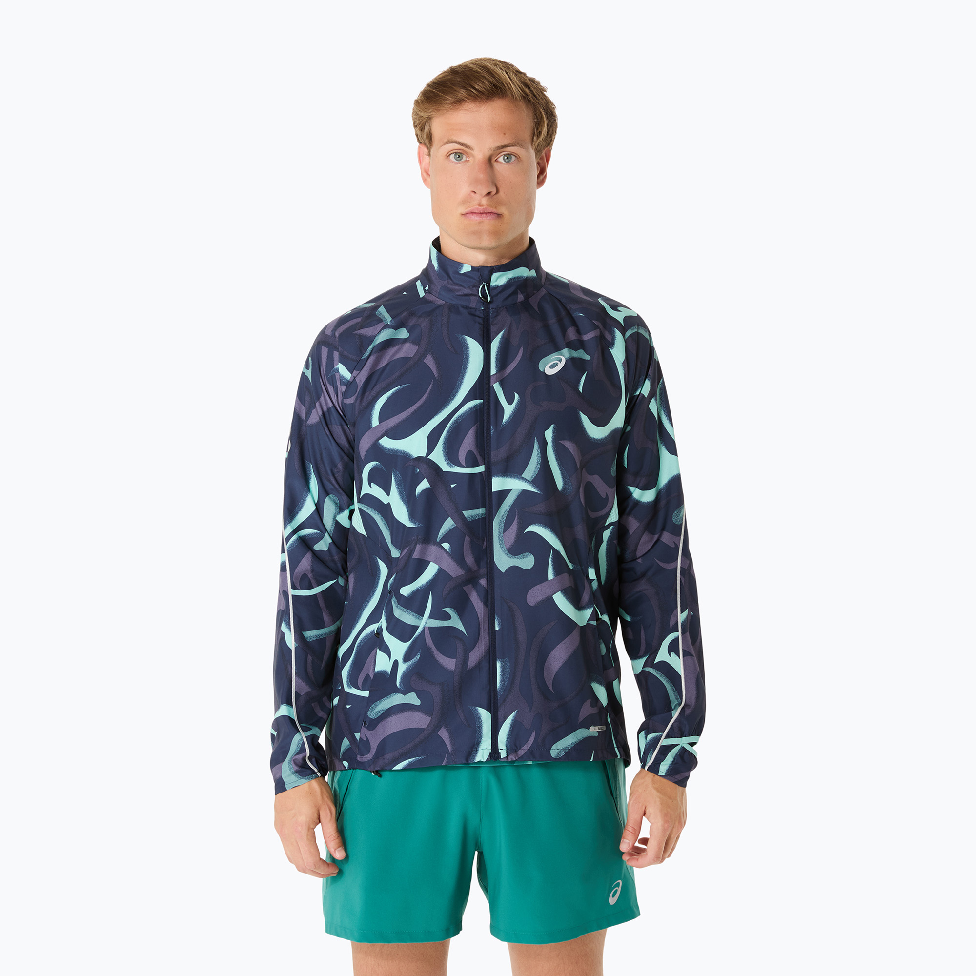 Geacă de alergare pentru bărbați ASICS Road Lite-Show Packable midnight (Road Lite-Show Packable 2011D096-401)