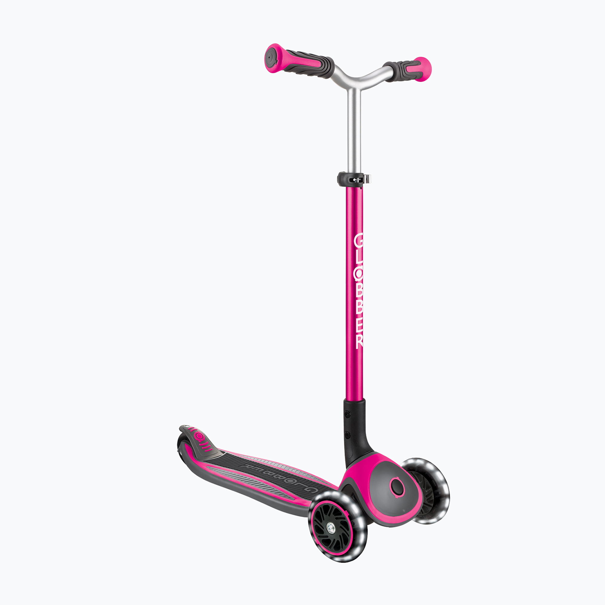 Trotinetă cu 3 roți pentru copii Globber Master Lights deep pink