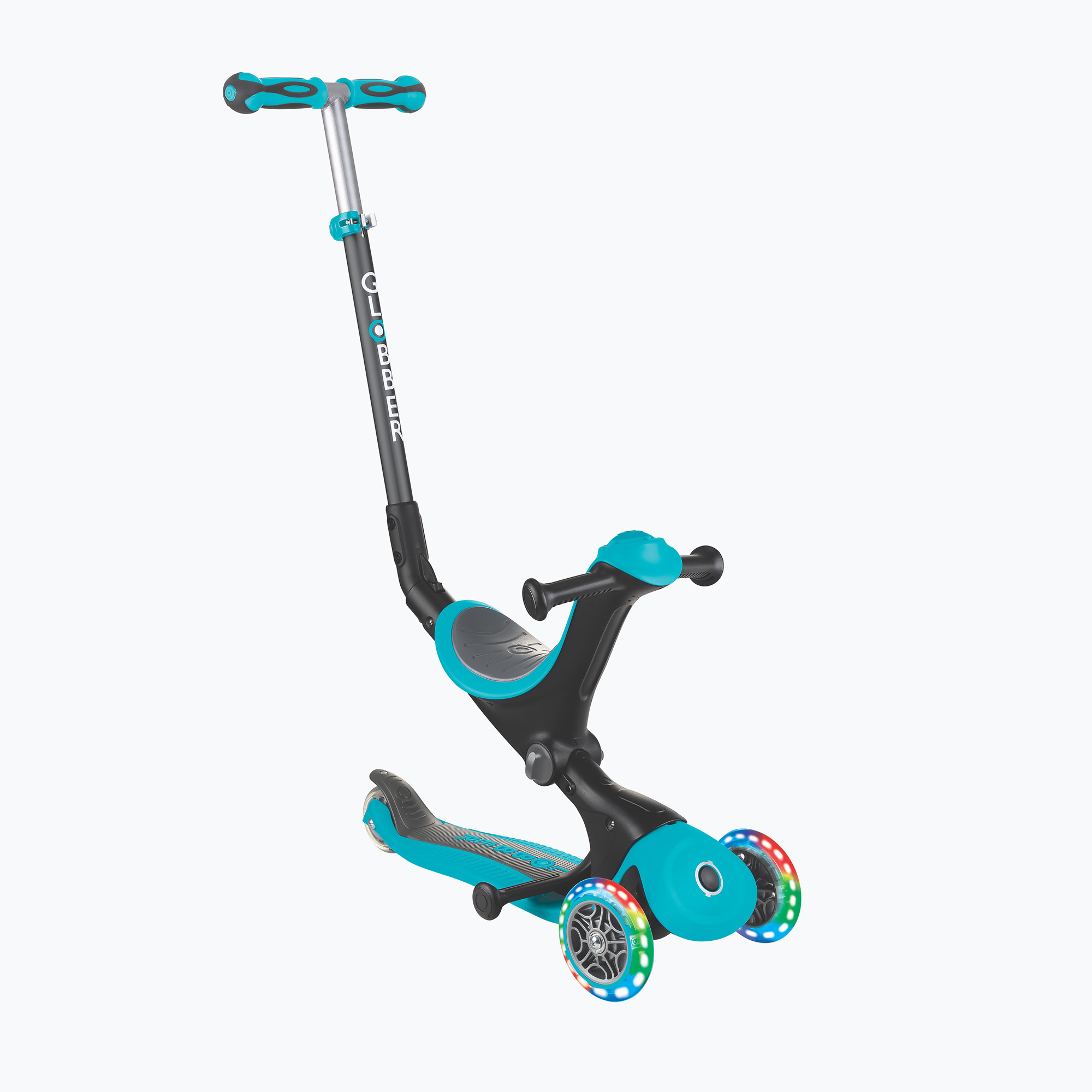 Trotinetă cu 3 roți pentru copii Globber Go.Up Deluxe Lights teal (Go.Up Deluxe Lights 646-105)