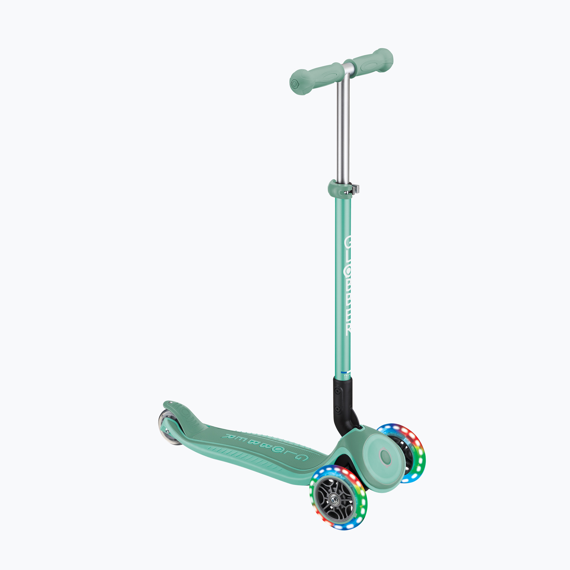 Trotinetă cu 3 roți pentru copii Globber Primo Foldable Plus Lights mint (Primo Foldable Plus Lights 439-206)