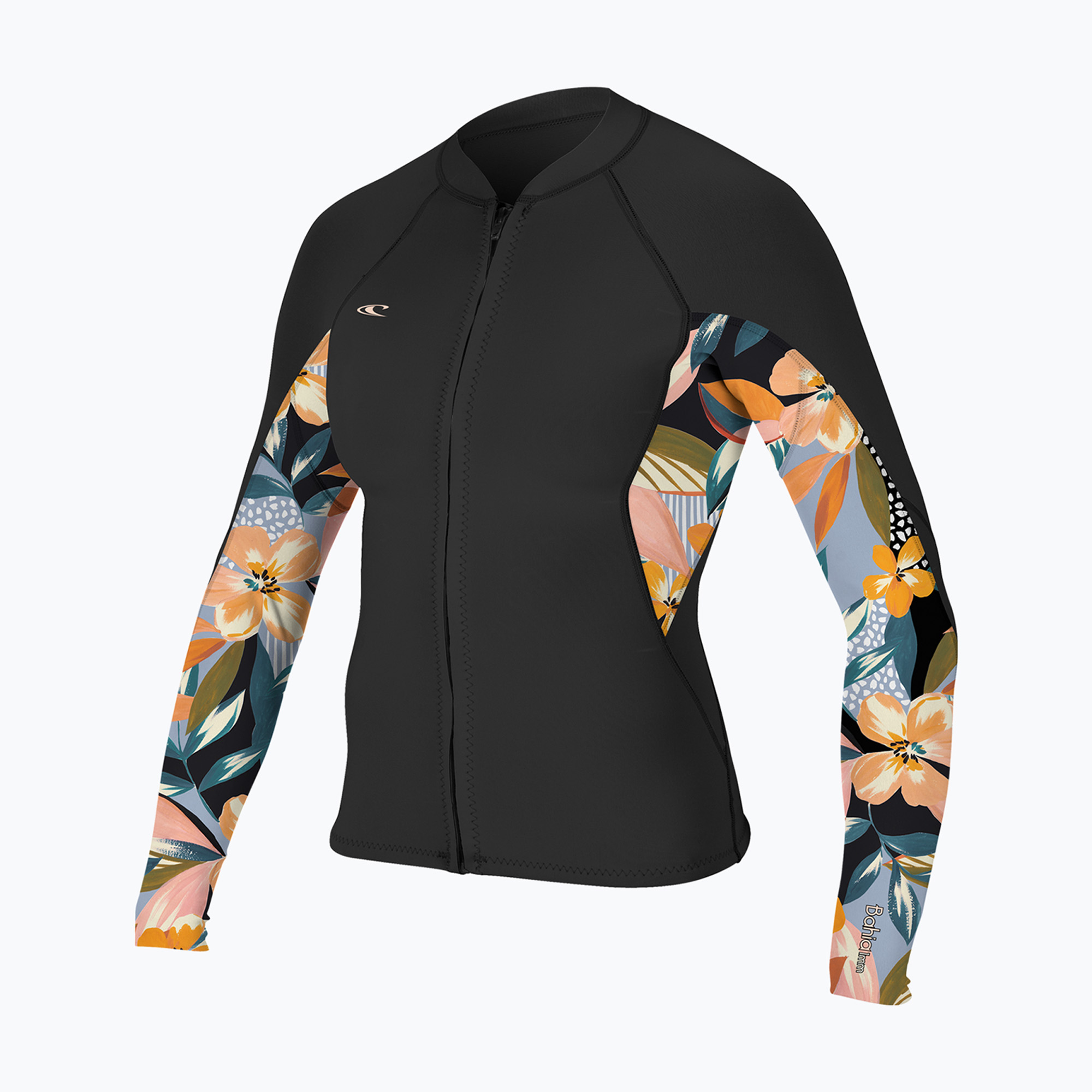 Jachetă de neopren pentru femei O'Neill Bahia 1/0.5 mm Full-Zip negru/demiflor/negru