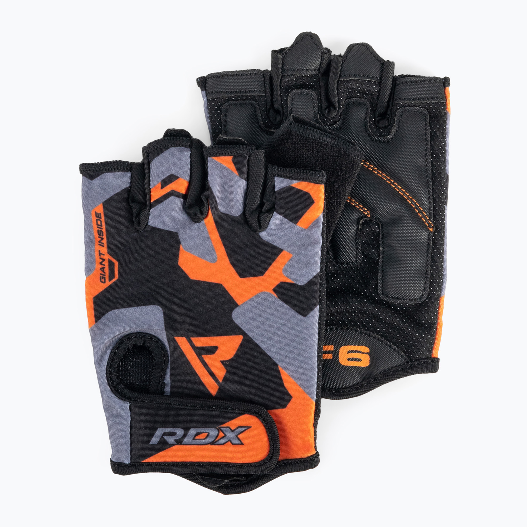 Mănuși de fitness RDX Sumblimation F6 negru-portocalii WGS-F6O (Sumblimation F6 WGS-F6O)