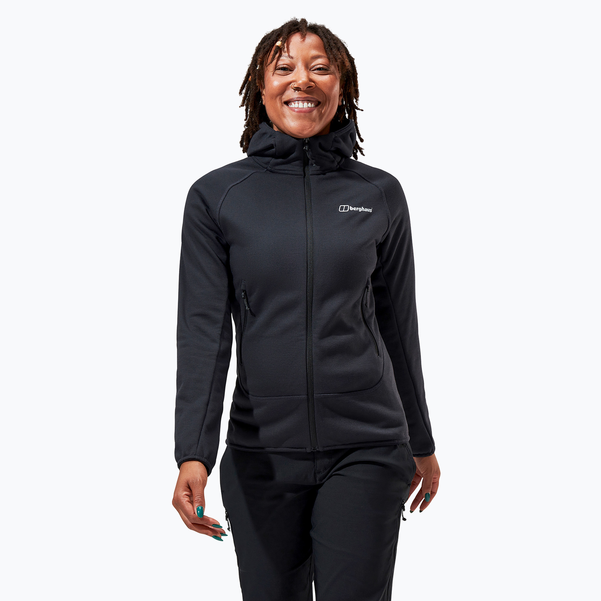 Hanorac fleece de damă Berghaus Heuberg Hoody jet negru/grișu pinstripe marl (Heuberg Hoody 4-A001378JA1)