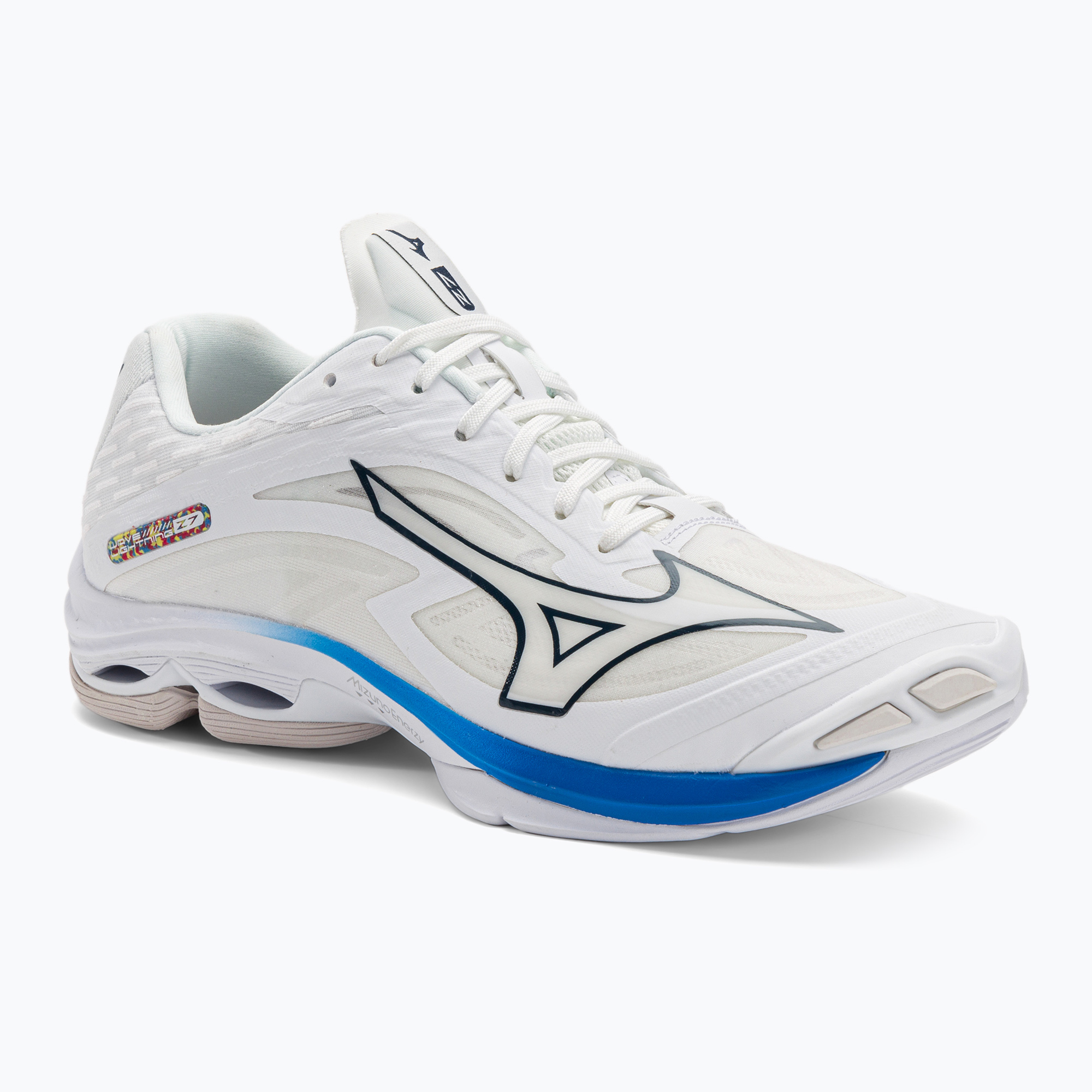 Pantofi de volei pentru bărbați Mizuno Wave Lightning Z7 alb netăiat/albastru de lună/albastru de pace