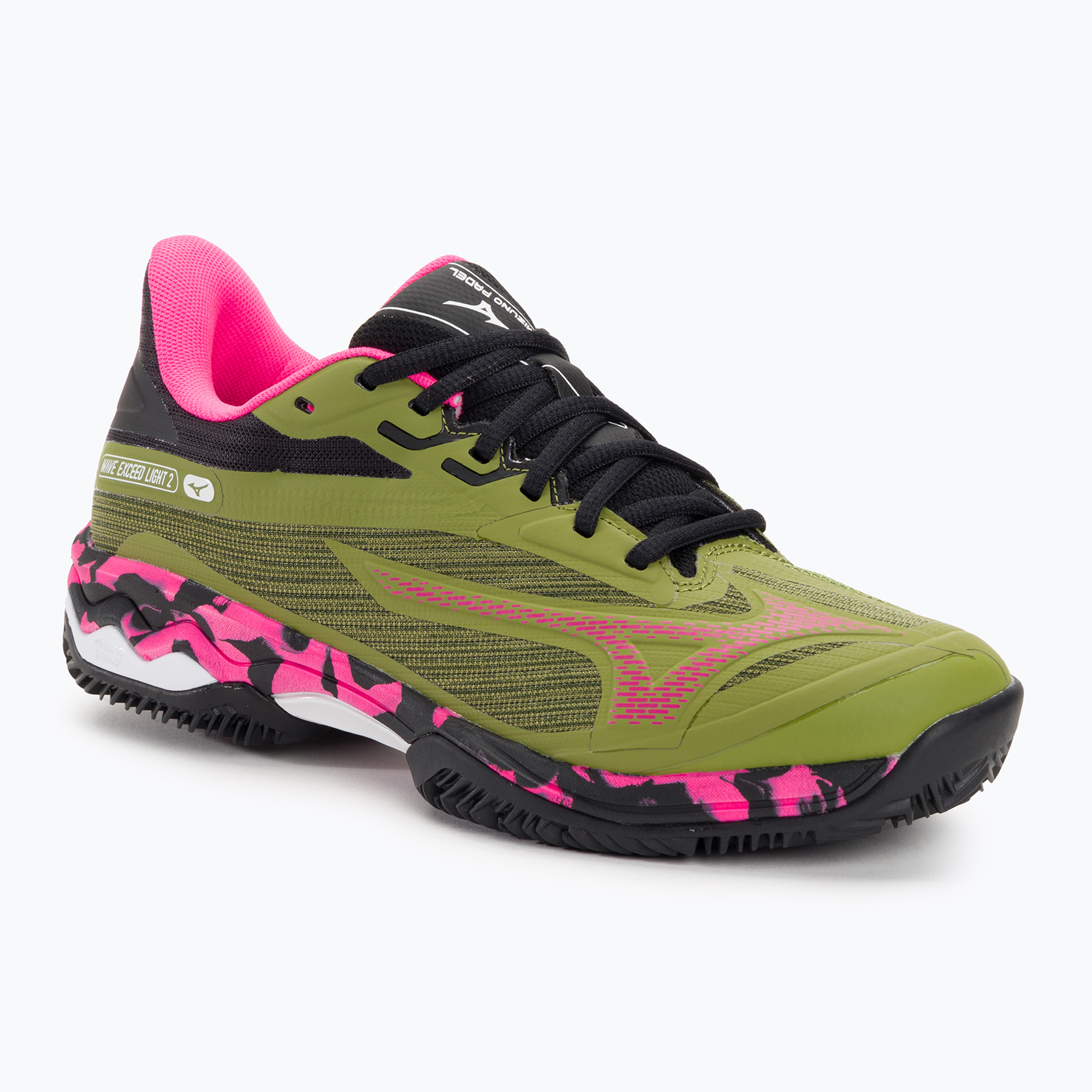 Pantofi de padel Mizuno Wave Exceed Light 2 Padel pentru femei calliste verde / roz glo / negru