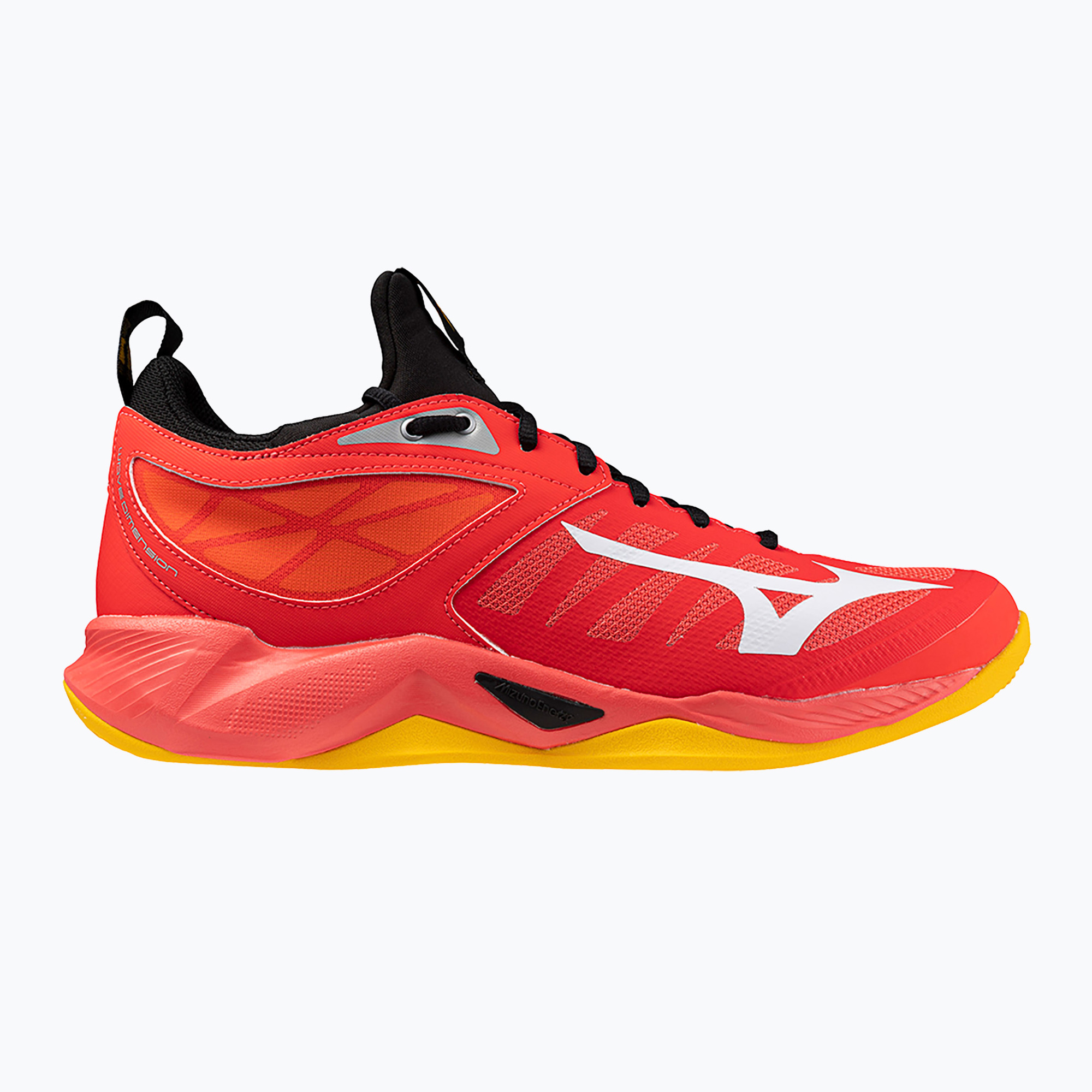 Pantofi de volei pentru bărbați Mizuno Wave Dimension roșu radiant/alb/carotă roșie/carotă bucată