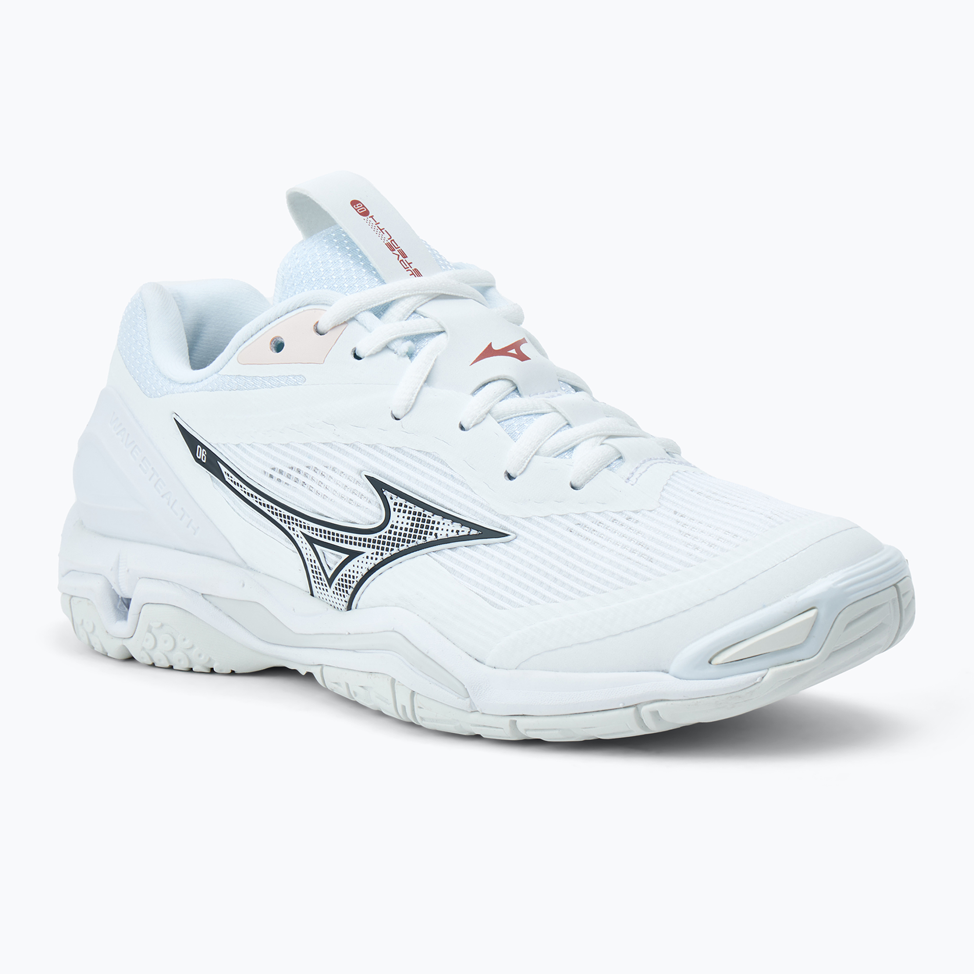 Încălțăminte de handbal pentru femei Mizuno Wave Stealth 6 white/aleutian/cloud pink (Wave Stealth 6 X1GB243025)