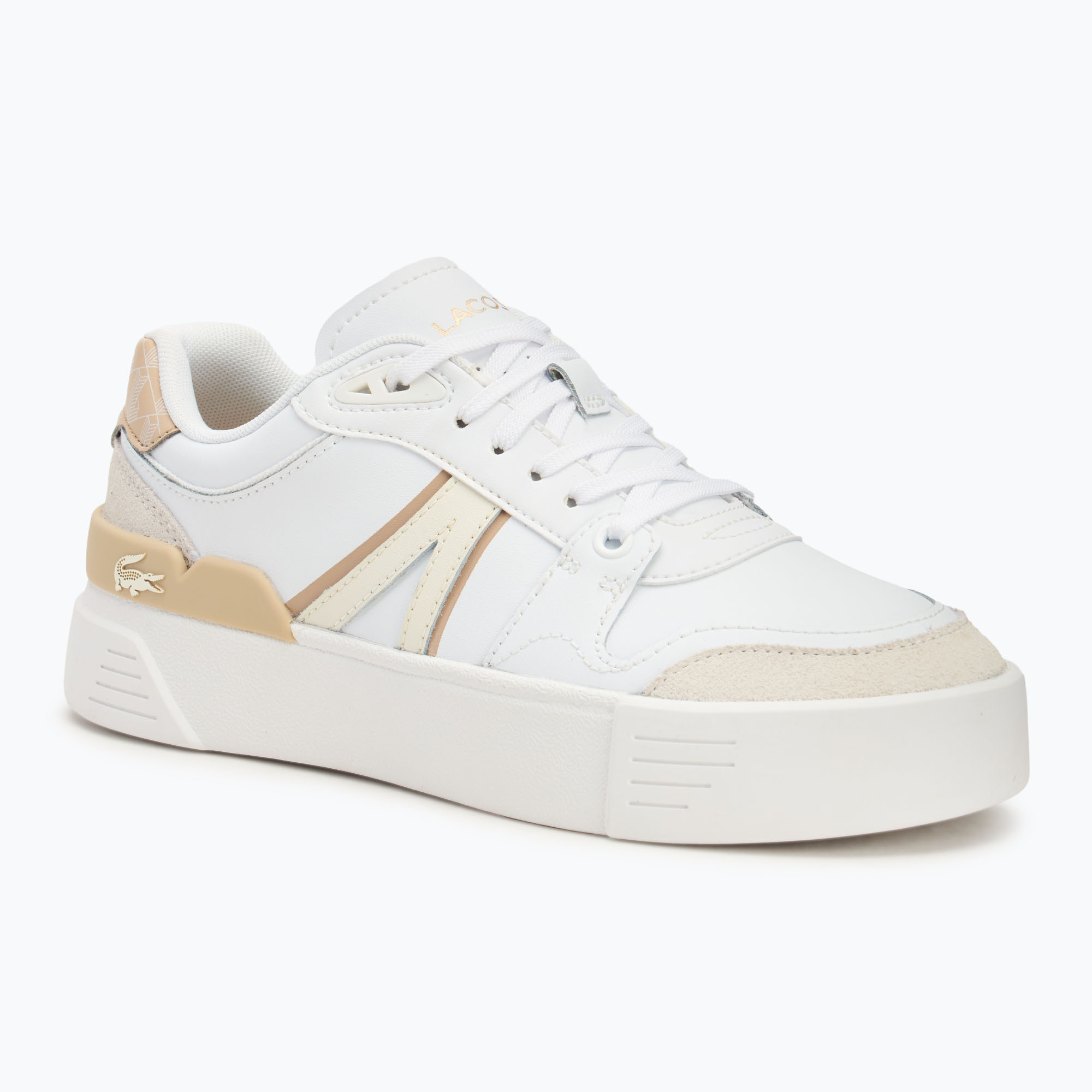 Încălțăminte pentru femei Lacoste L002 Evo Monograms white / light brown (L002 Evo Monograms 48SFA00282J8)