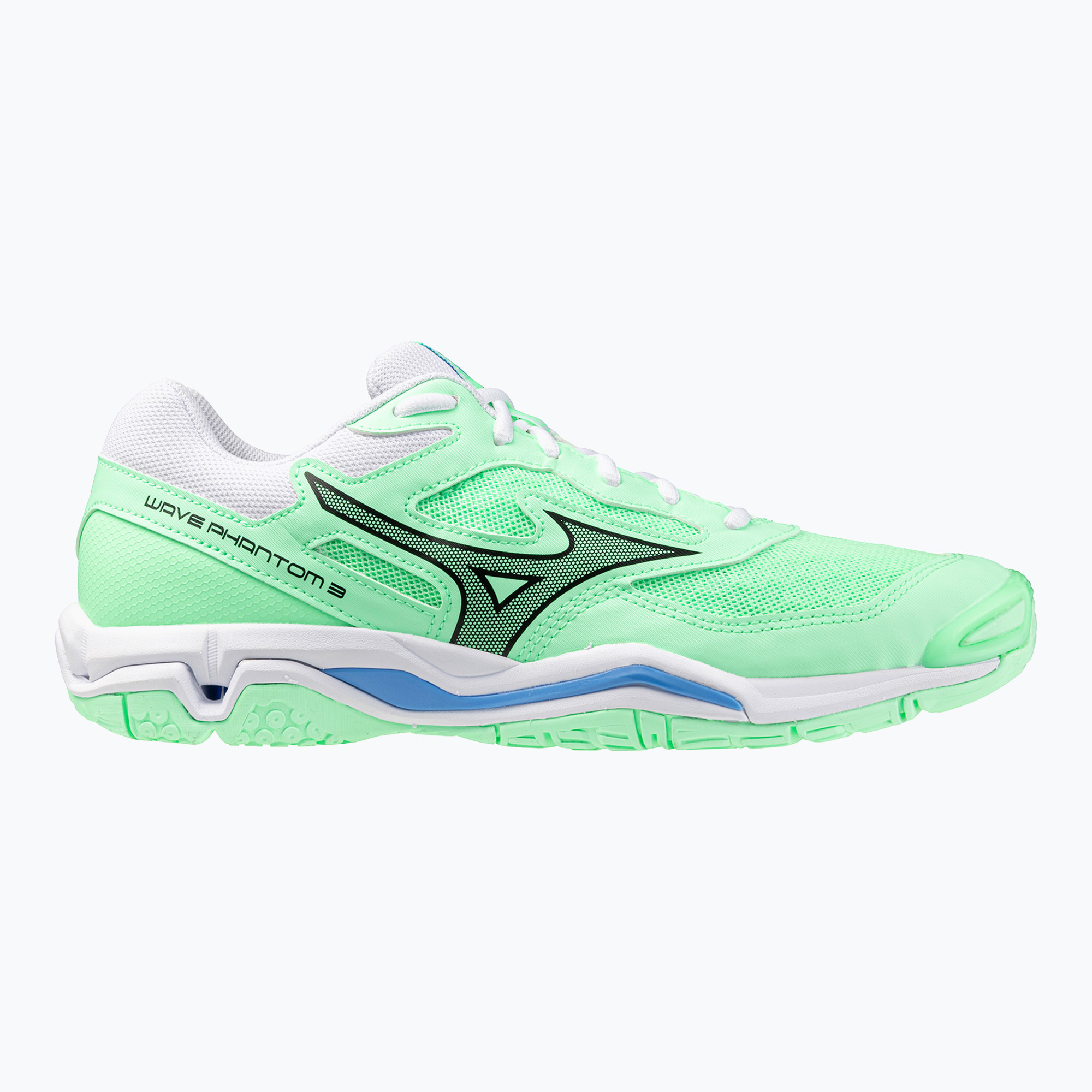 Încălțăminte de handbal Mizuno Wave Phantom 3 neo mint / black / frontier blue (Wave Phantom 3 X1GA226002)