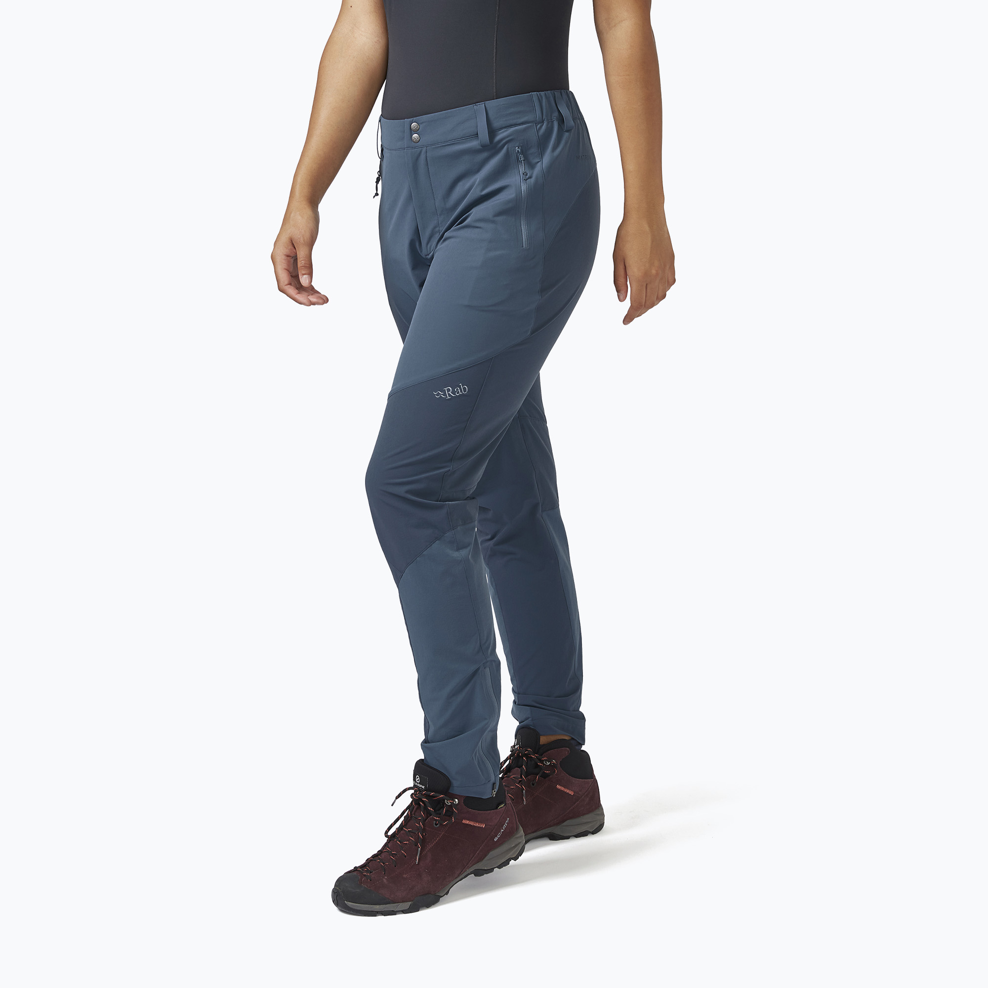Pantaloni softshell pentru femei Rab Torque Mountain orion albastru/noapte albastră (Torque Mountain QFU-41)