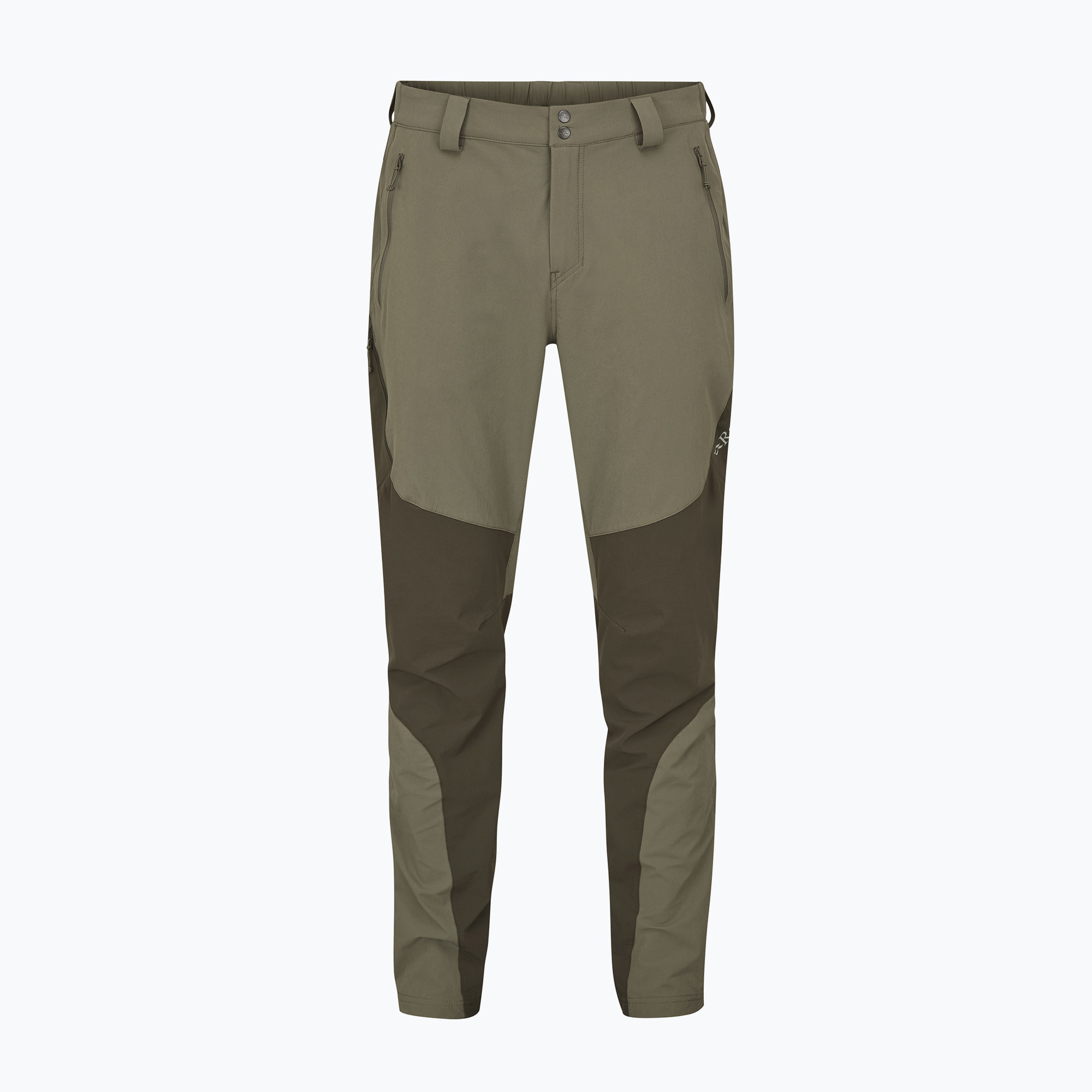 Rab Torque Mountain pantaloni softshell pentru bărbați, kaki deschis/armată