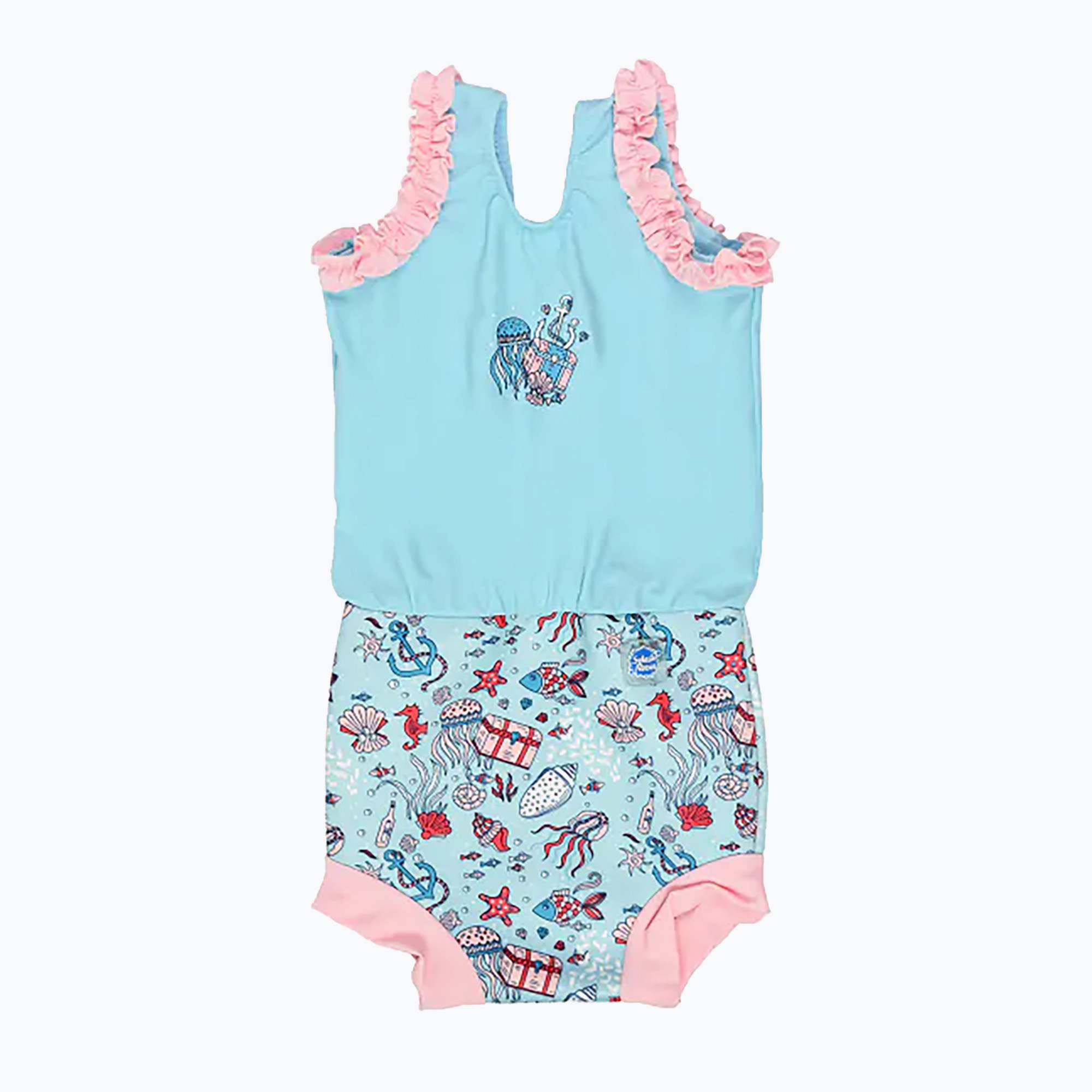 Costum de baie întreg pentru copii Splash About Happy Nappy Hidden Treasure albastru CHNHTM (Happy Nappy CHNHTL)