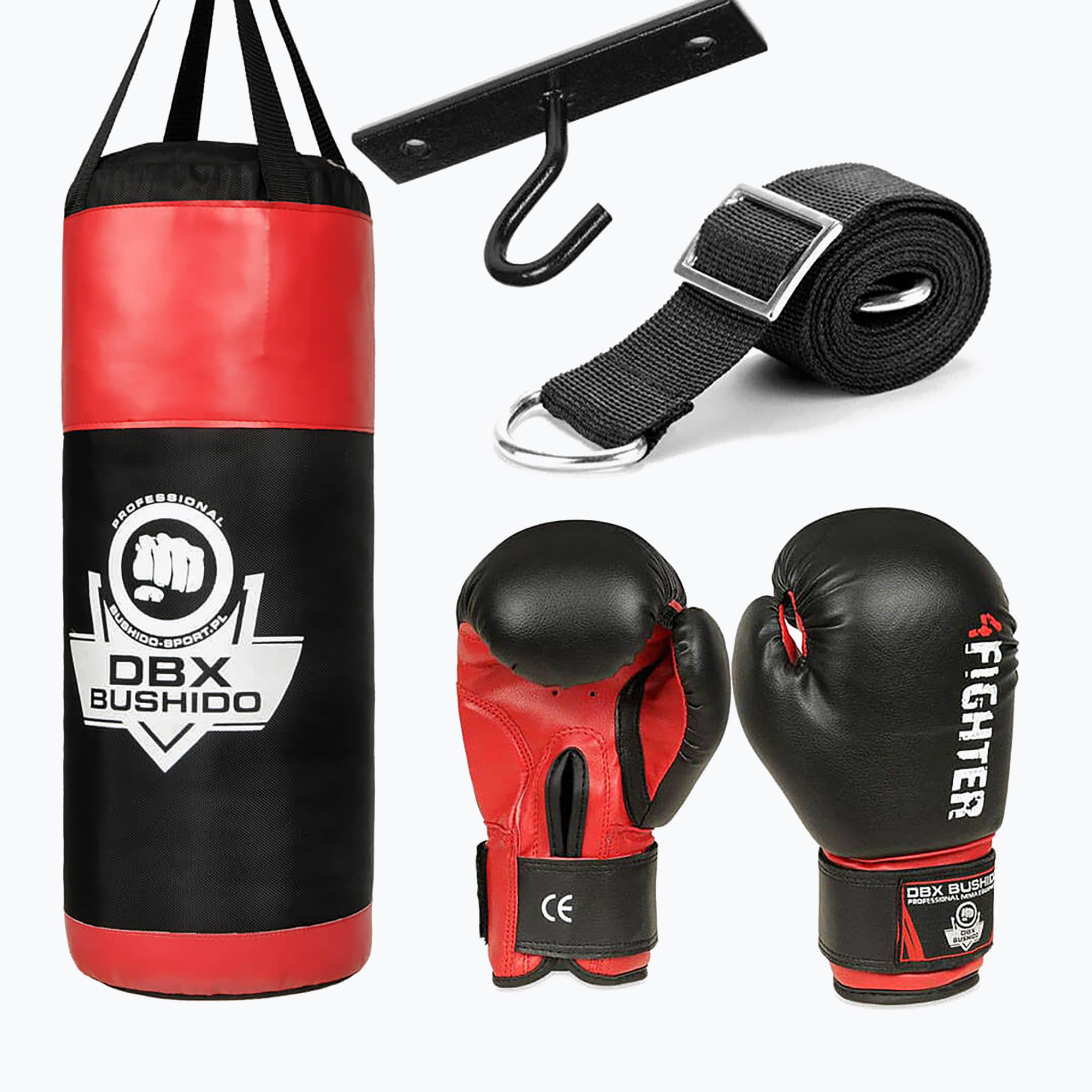 Bushido DBX Copii kit de box negru și roșu KIDS60SET