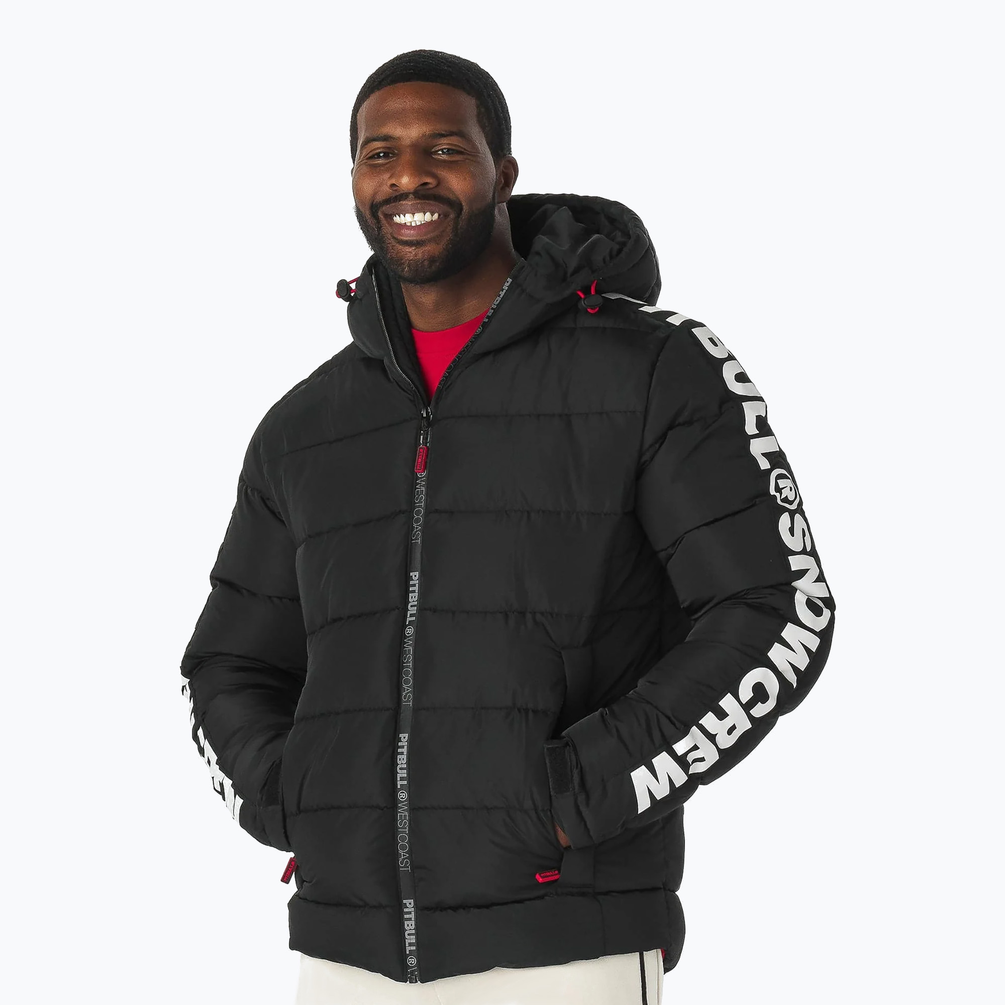 Jachetă pentru bărbați în jos Pitbull West Coast Airway 4 Padded Hooded black (Airway 4 Padded Hooded 52202)