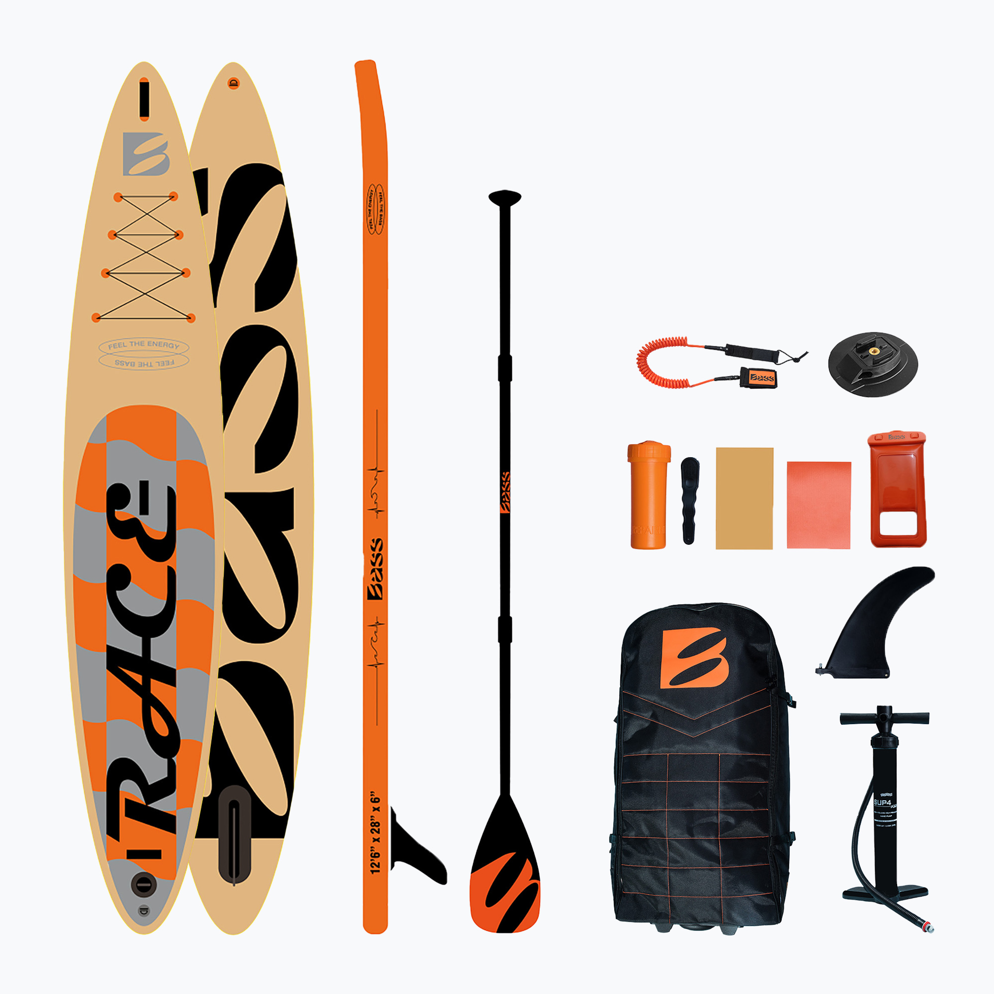 SUP Bass Race 12'6" LUX portocaliu (Race 12'6" LUX)