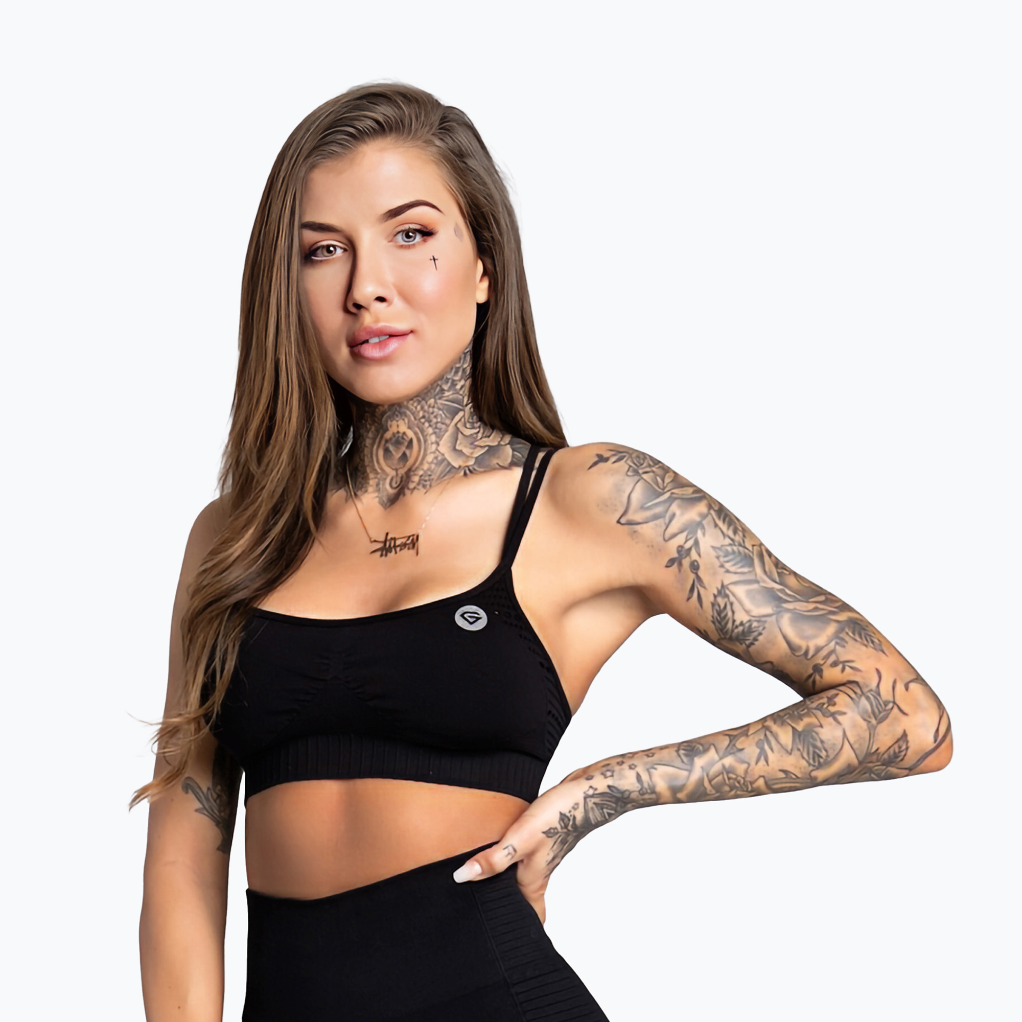 Sutien de antrenament Gym Glamour fără cusături black (bezszwowy 215-2)