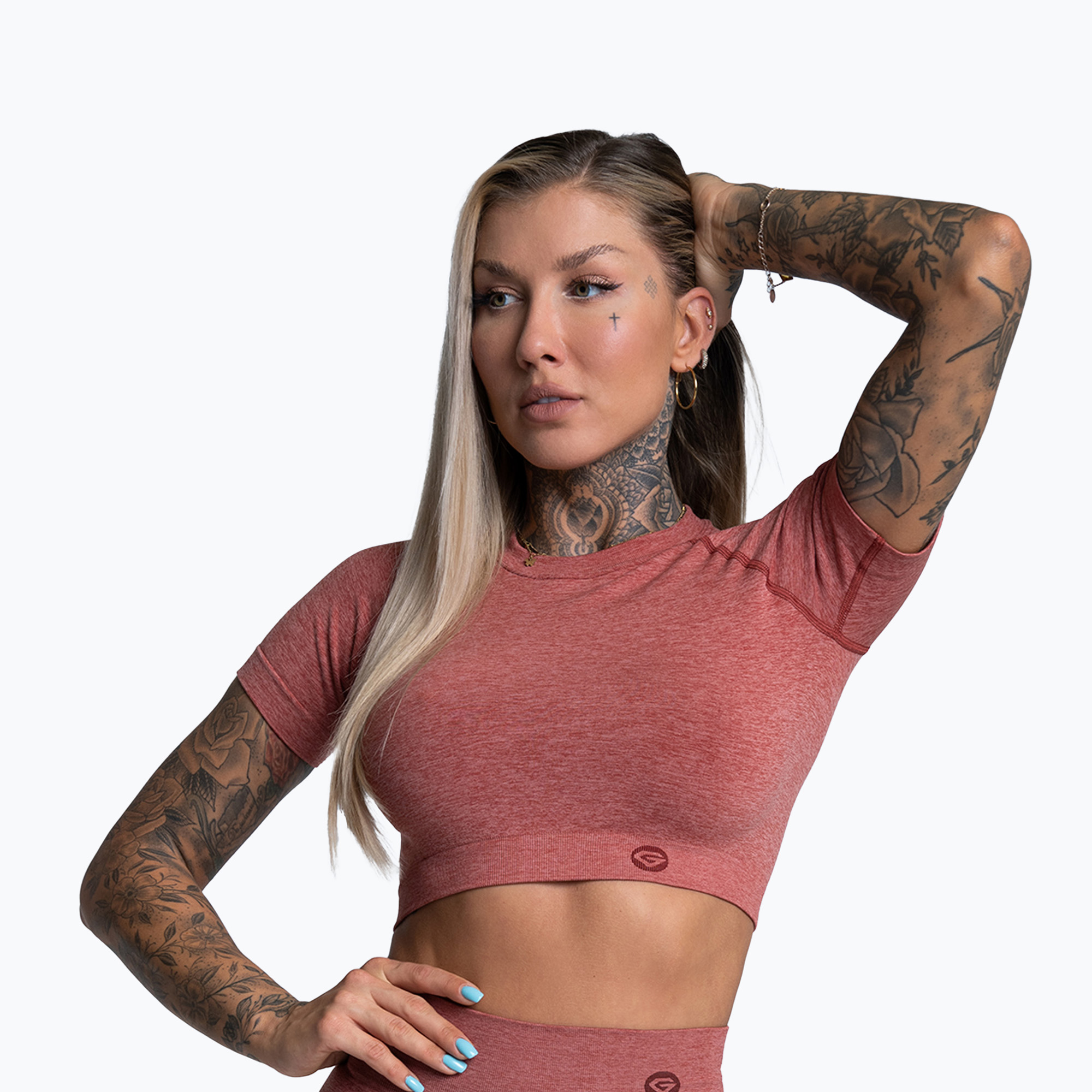 Tricou de antrenament pentru femei Gym Glamour Seamless Rashguard cherry (Seamless Rashguard 327)