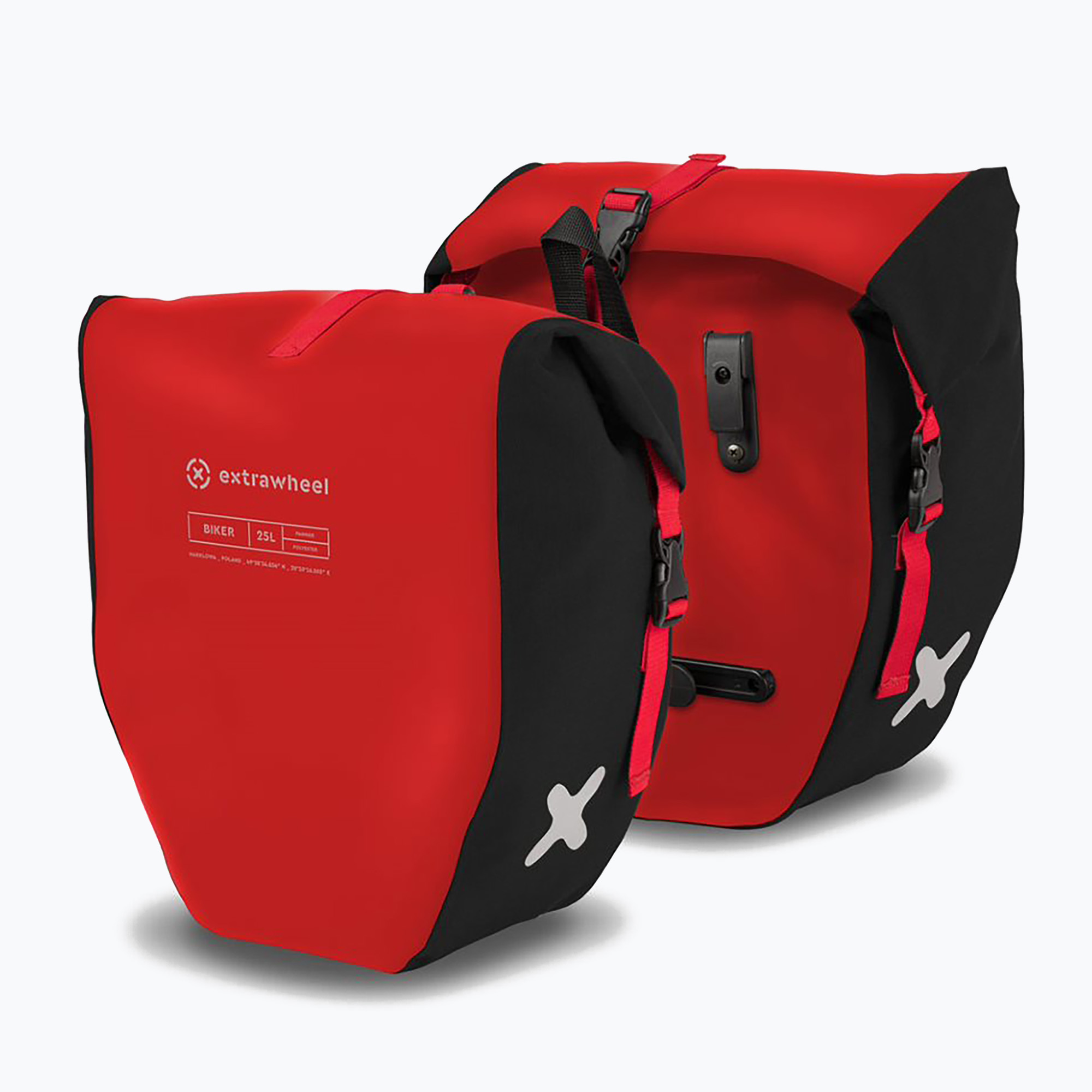 Genți de bicicletă Extrawheel Biker 25L 2 buc. negru-roșii E0119 (Biker E0119)