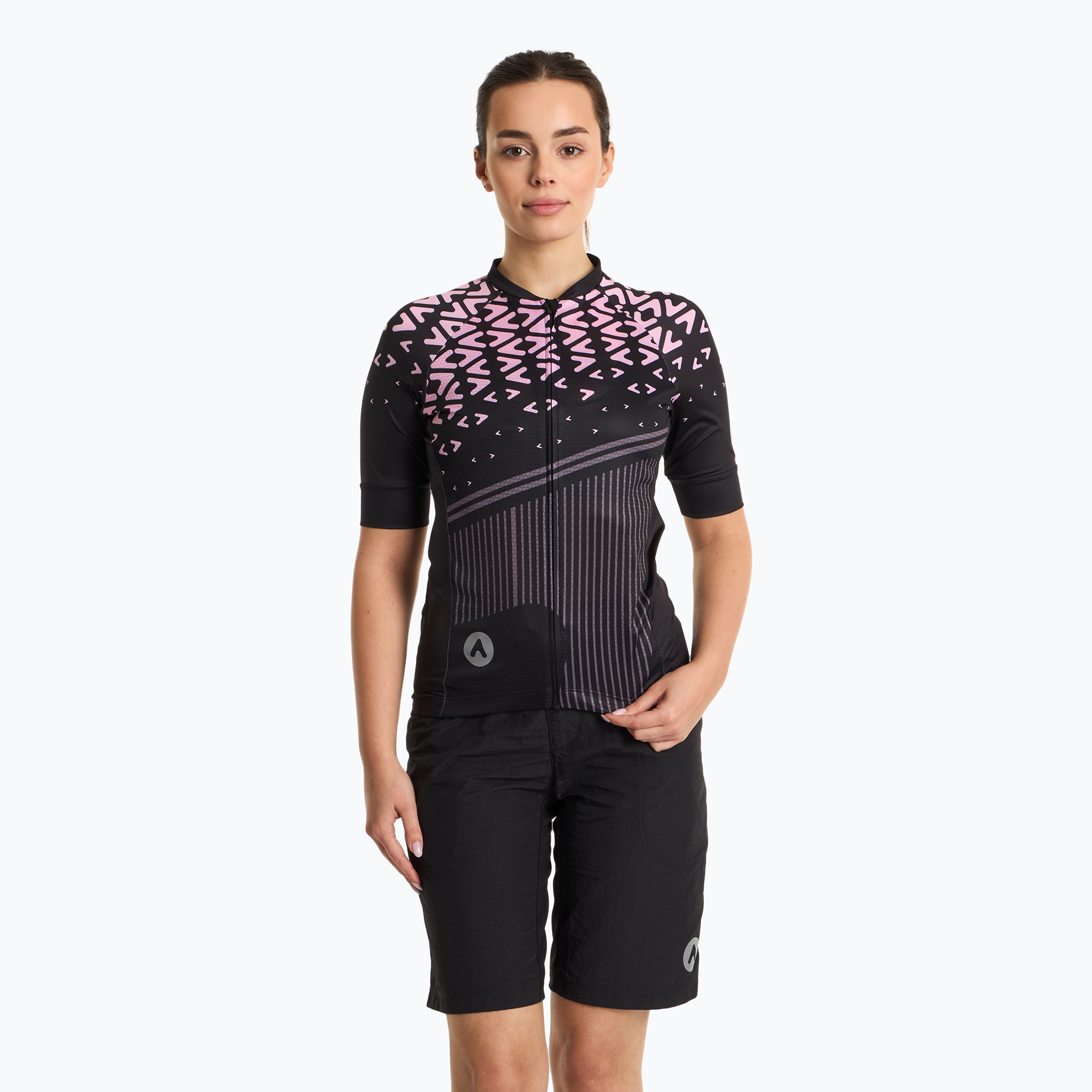Tricou de ciclism pentru femei ATTABO Tevi WMNS negru/roz (Tevi WMNS ATB-B5AP003-BLK)