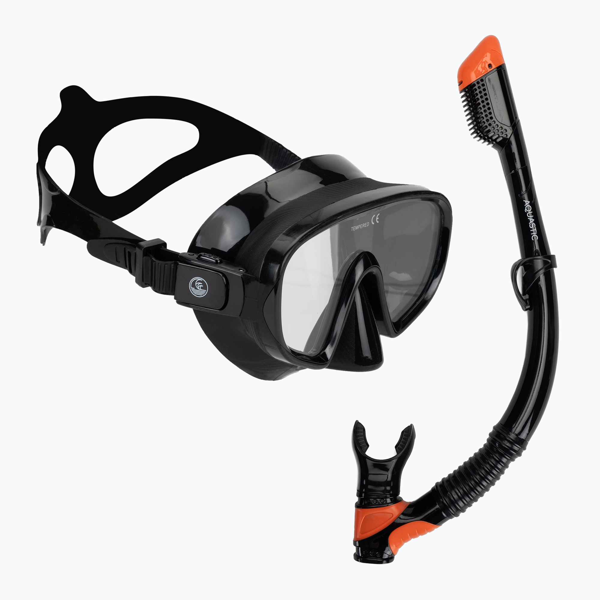 Set de snorkeling AQUASTIC Cove mască + tub negru (Cove AQS-B4I001-BK)