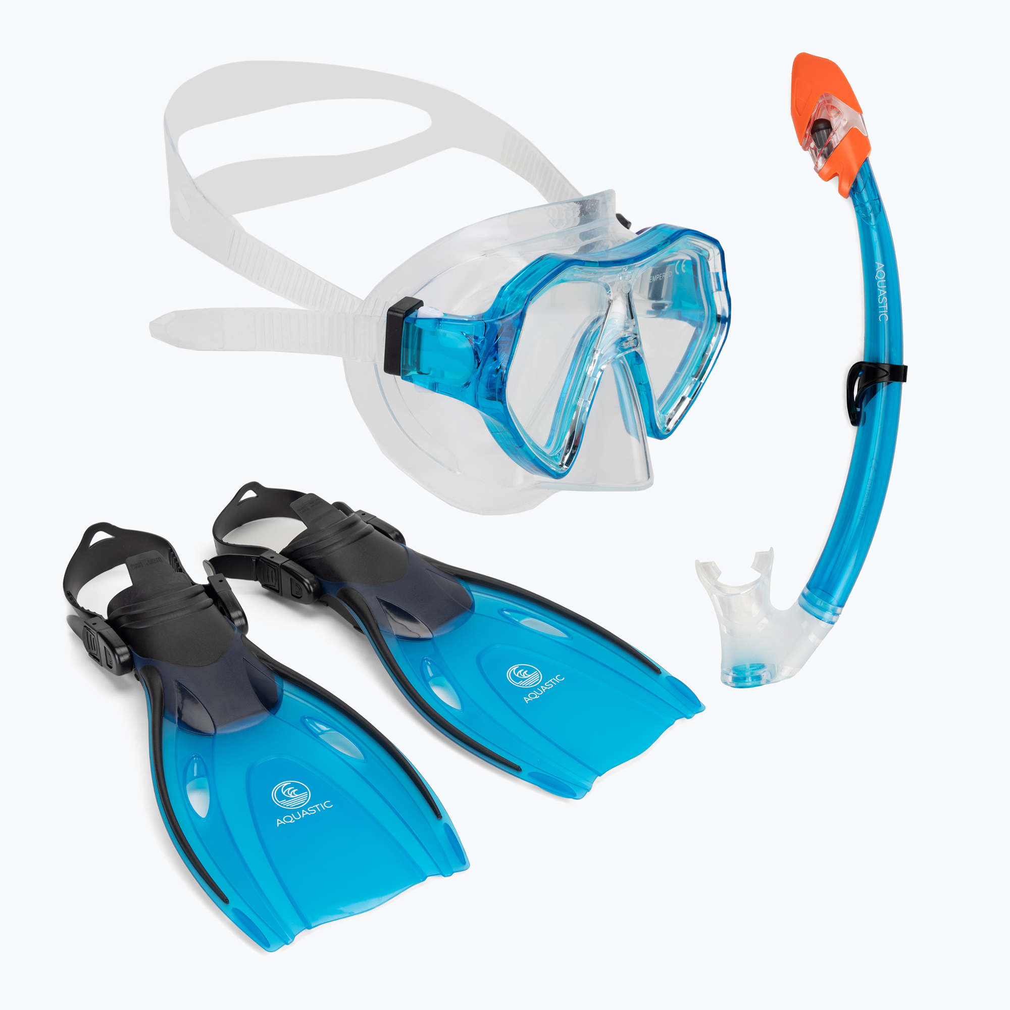 Set de snorkeling pentru copii AQUASTIC Shelly mască + tub + labe albastru (Shelly AQS-B4I019-BL)
