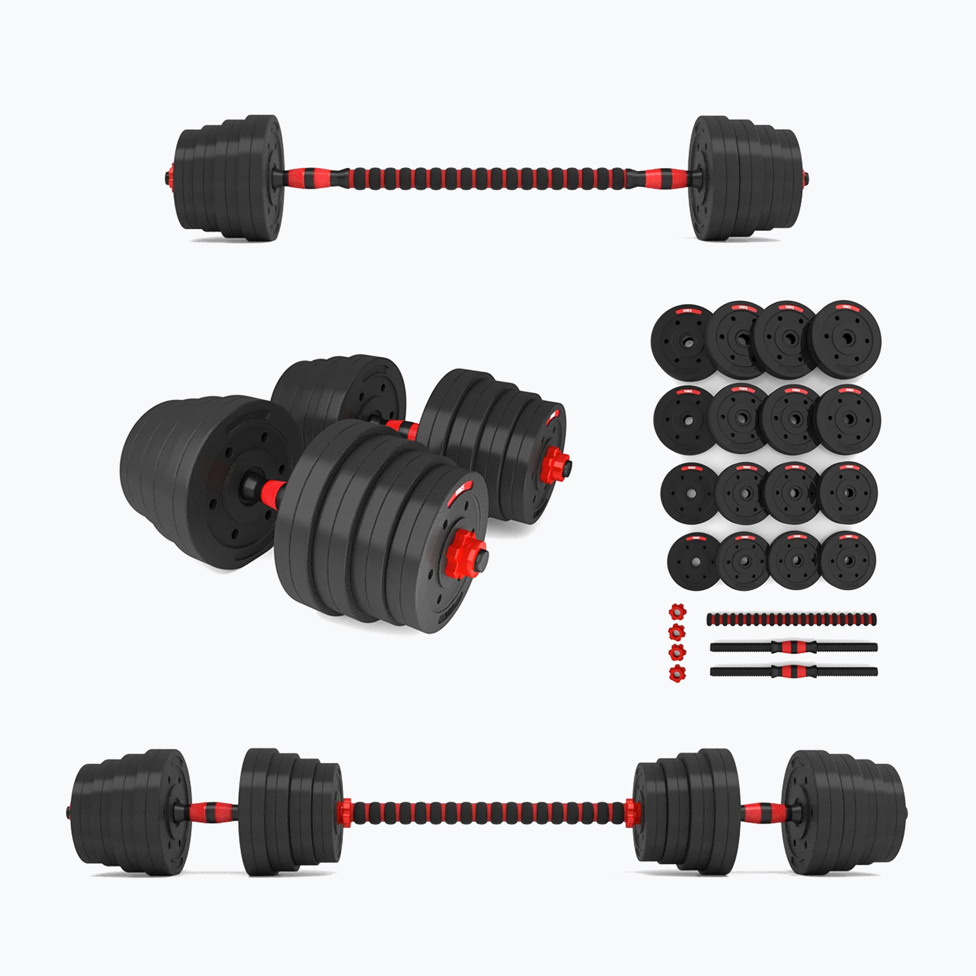 Set de gantere cu conexiune la halteră HMS SGP30 30 kg negru/roșu (SGP30 17-57-036)