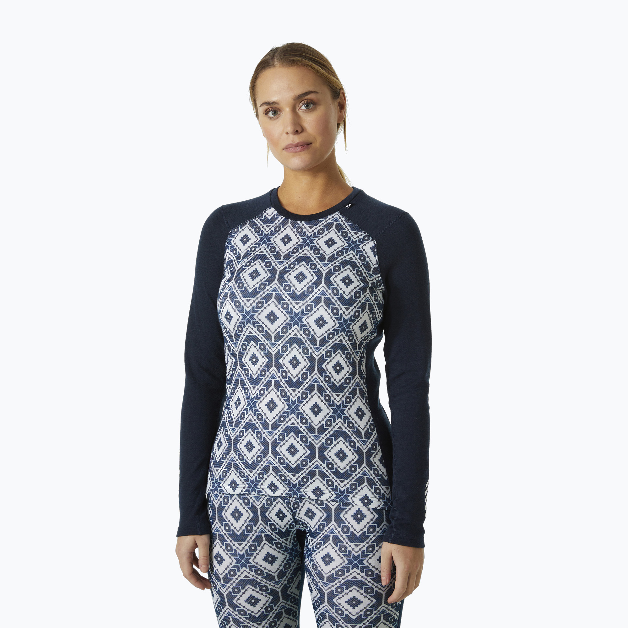 Hanorac termic pentru femei Helly Hansen Lifa Lifa Merino Midweight Gra Crew navy star pixel (Lifa Merino Midweight Graphic Crew 49379_599)