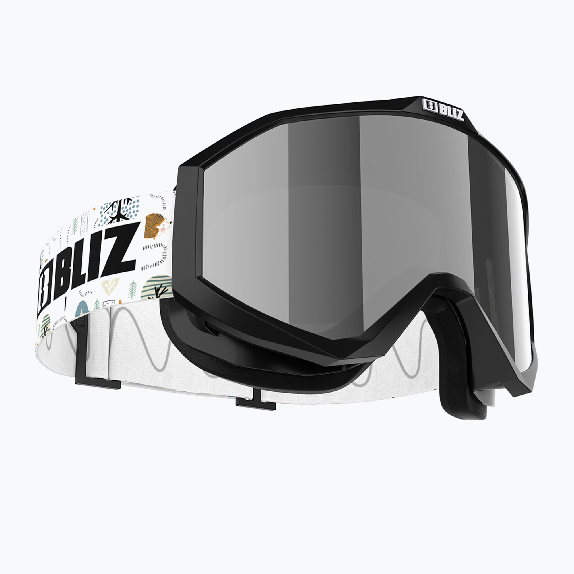Ochelari de schi pentru copii Bliz Liner Jr black white logo/brown&silver mirror