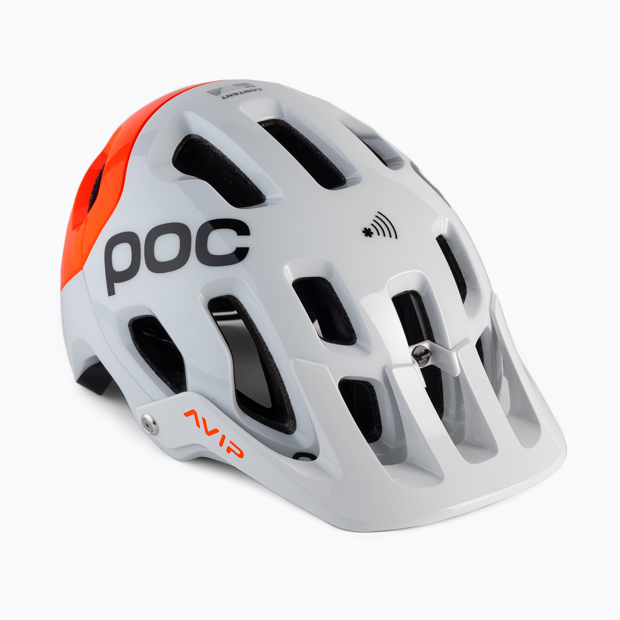 Cască de bicicletă POC Tectal Race MIPS NFC hydrogen white/fluorescent orange avip (Tectal Race MIPS NFC 10582)