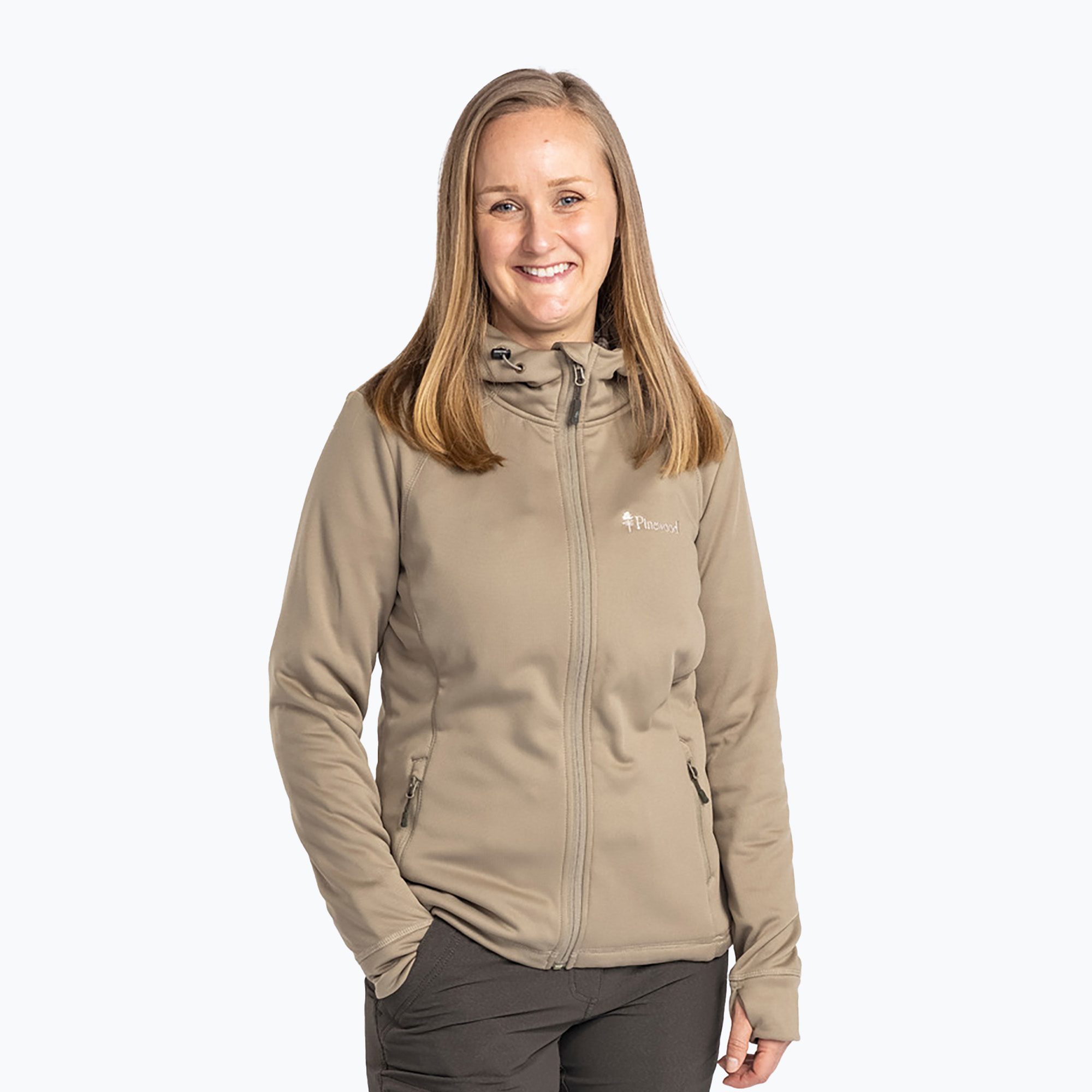 Hanorac de trekking pentru femei Pinewood Finnveden Hoodie kaki mediu kaki (Finnveden Hoodie 1-3319)