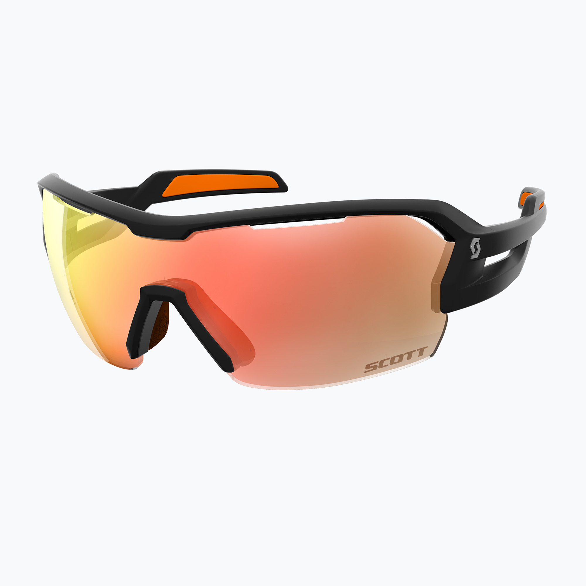SCOTT Spur negru mat/portocaliu/portocaliu/roșu cromat/ ochelari de soare transparenți