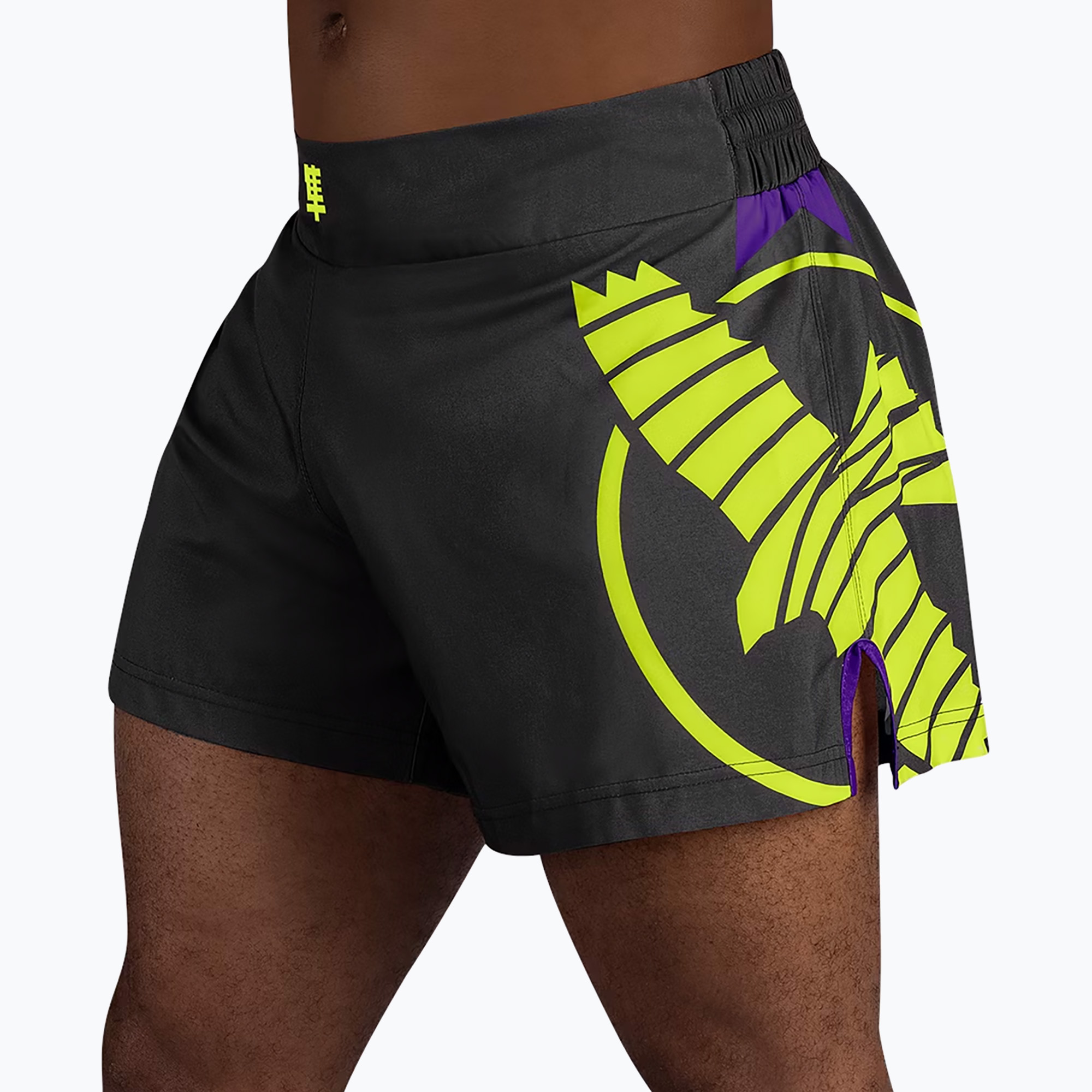Pantaloni scurți de antrenament pentru bărbați Hayabusa Icon Kickboxing black/yellow (Icon Kickboxing ICKBS-BKYL)