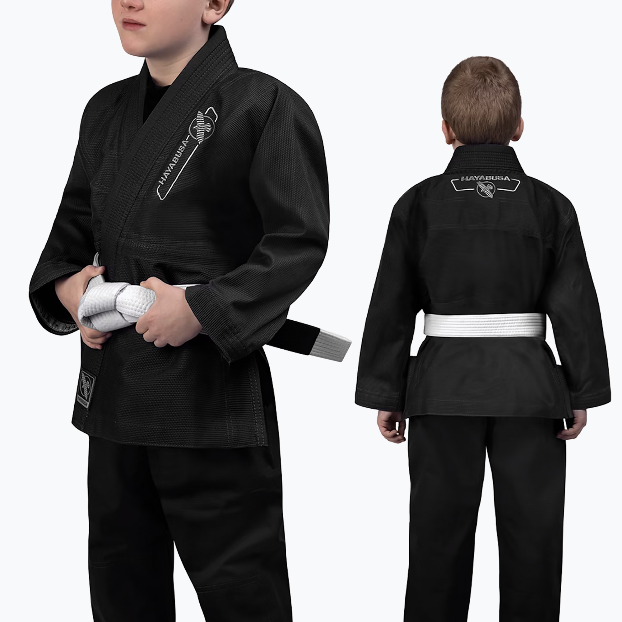 GI de jiu-jitsu brazilian pentru copii Hayabusa Essential black (Essential YEPWJJG-BK)