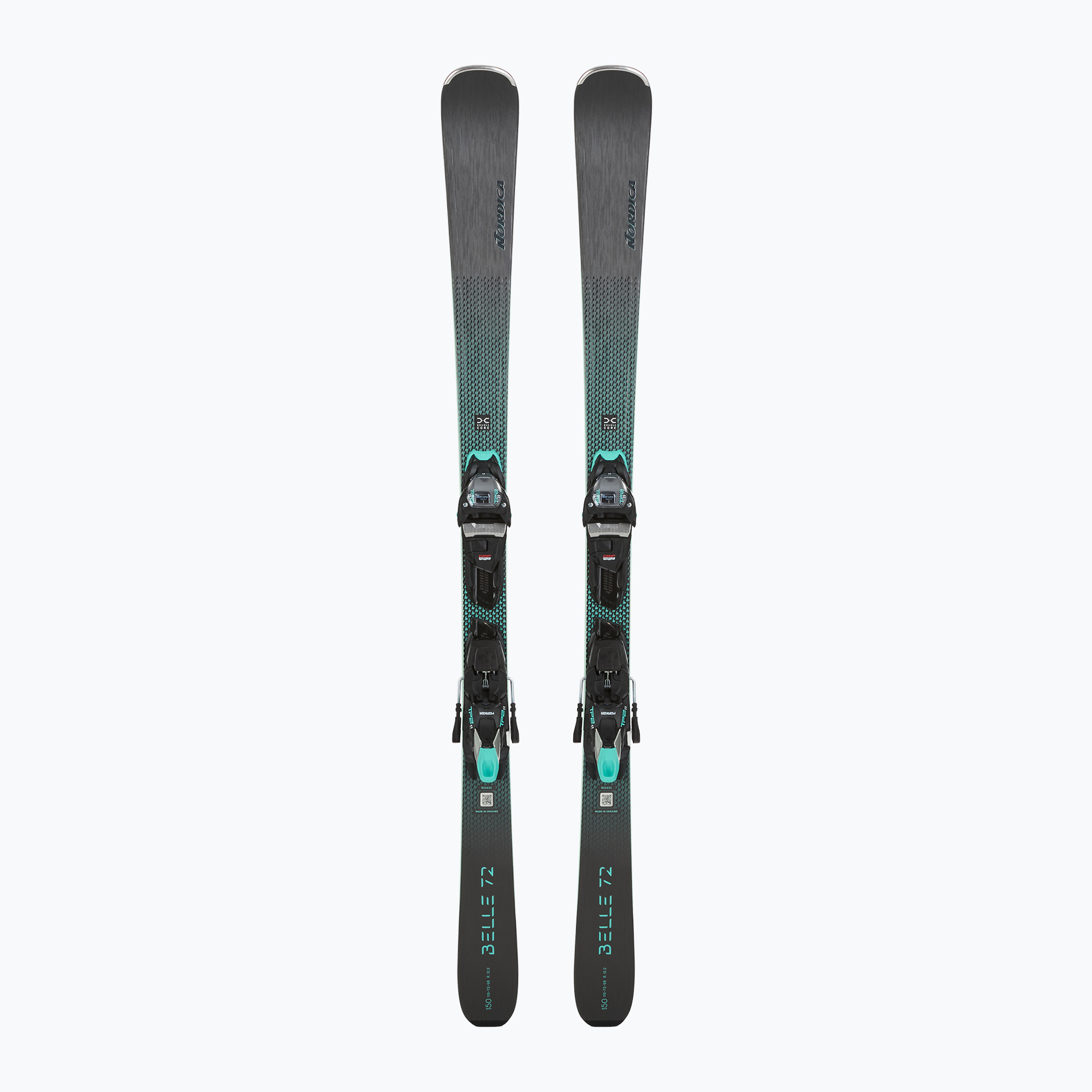 Schiuri de coborâre pentru femei  Nordica Belle DC 72 + legături TP2LT11 FDT black/teal (Belle DC 72 + TP2LT11 FDT 0A3556OC001)