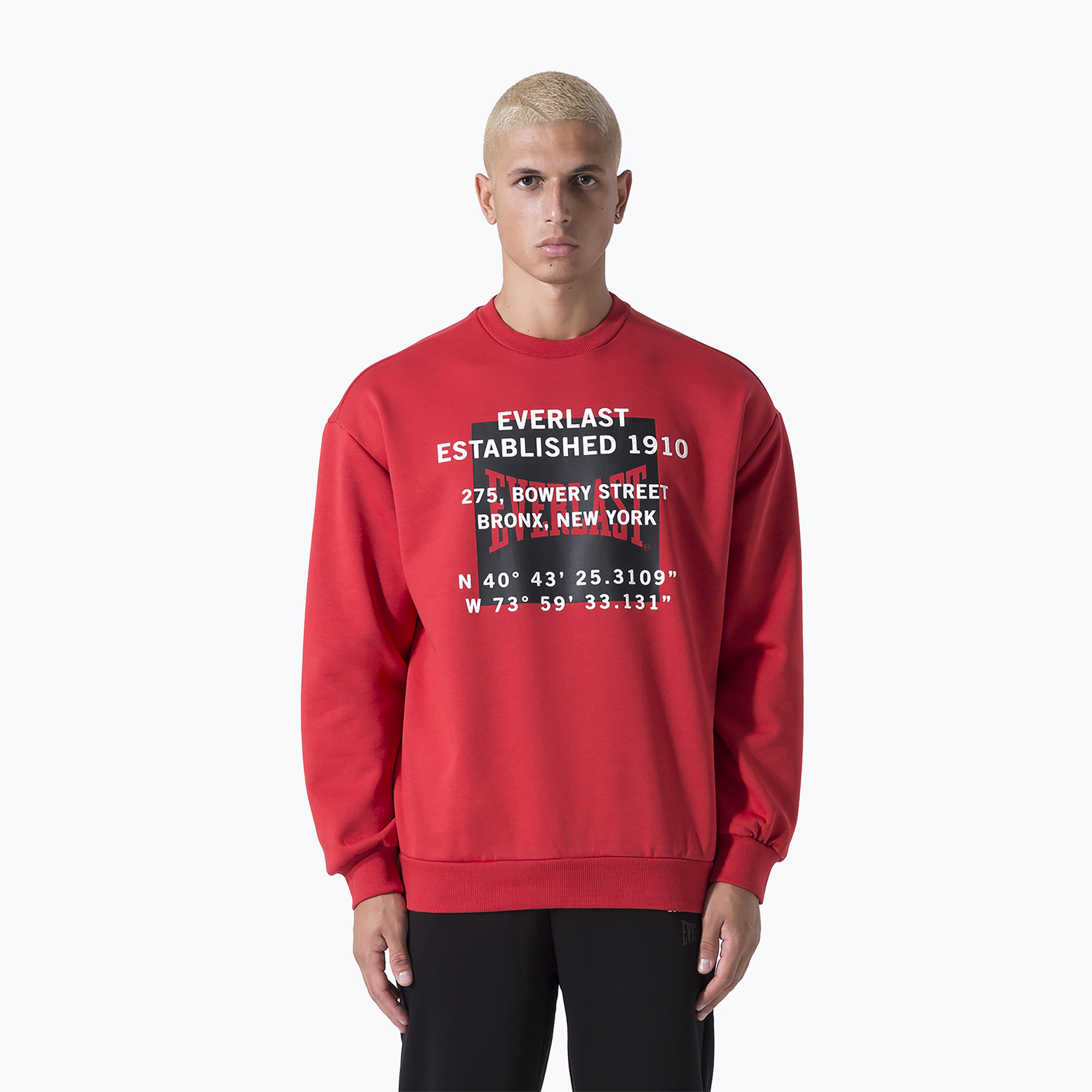 Hanorac pentru bărbați Everlast Streetwear Crewneck red/black (Streetwear Crewneck 37M235F04-5G20)