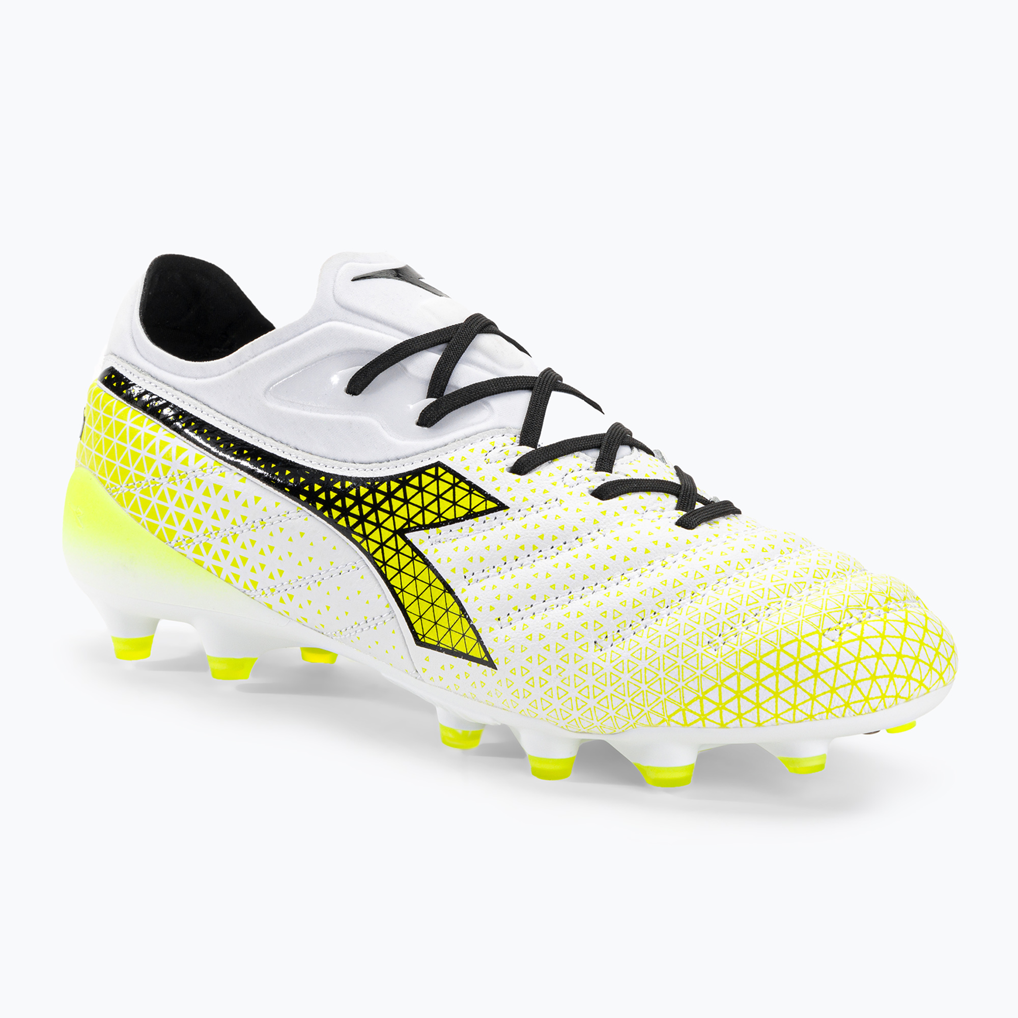 Ghete de fotbal Diadora Brasil Elite Tech GR LPX pentru bărbați, alb/negru/galben-fluo