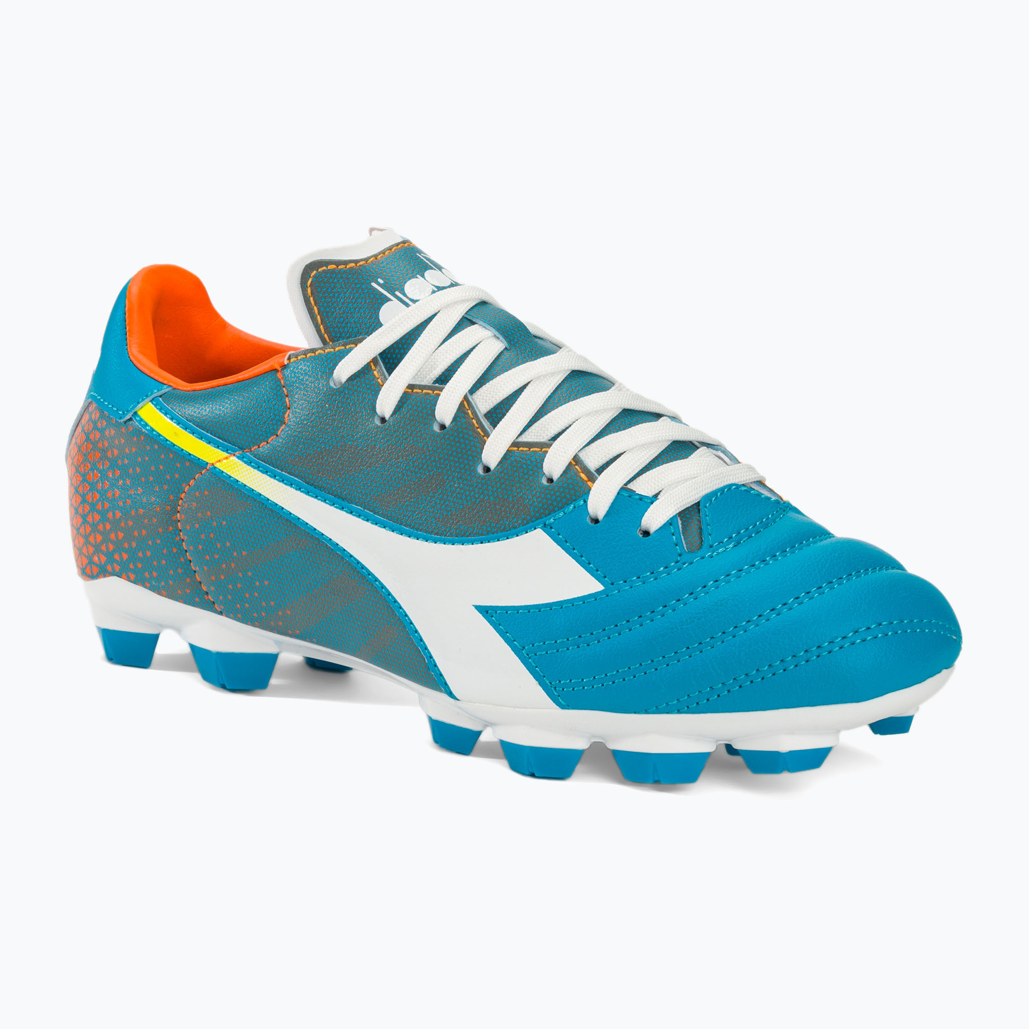 Ghete de fotbal pentru bărbați Diadora Brasil Elite Veloce GR LPU albastru fluo/alb/portocaliu (Brasil Elite Veloce DD-101.179601)