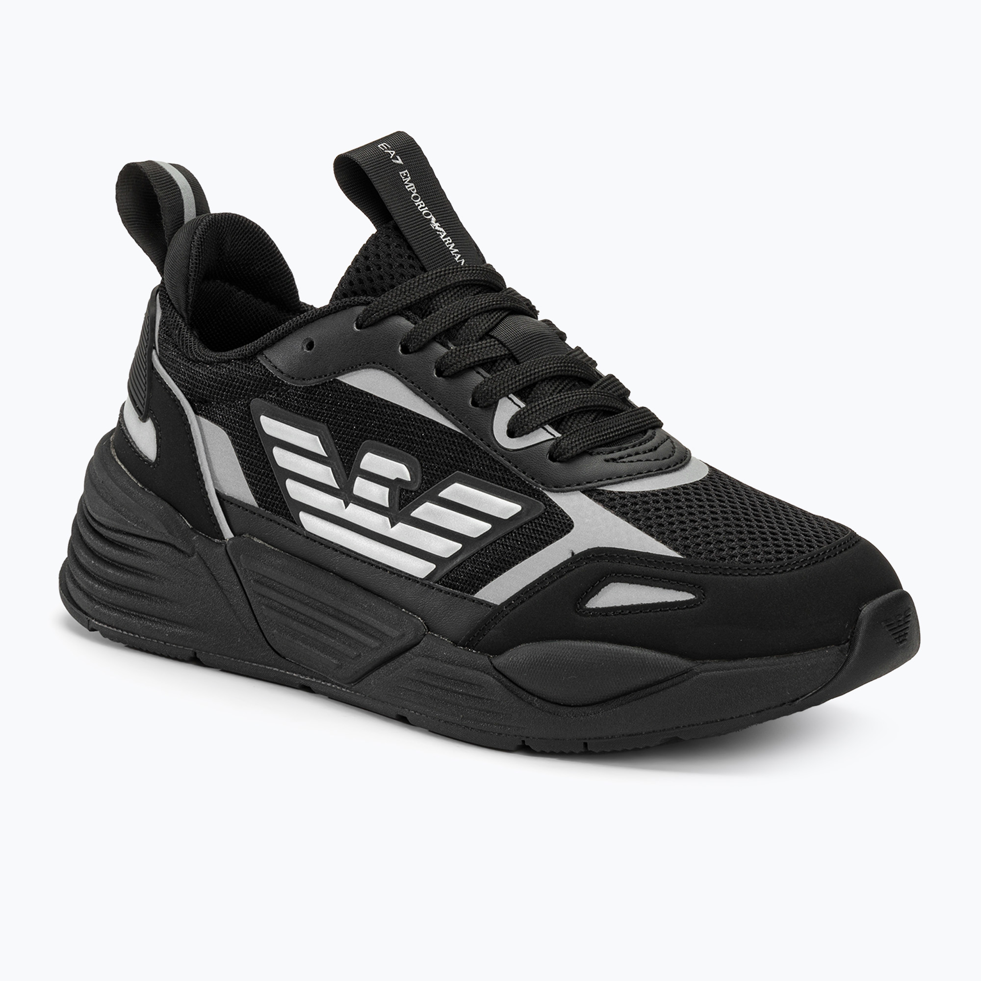 EA7 Emporio Armani Ace Runner triplu negru/argintiu pantofi Emporio Armani Ace Runner triplu negru/argintiu
