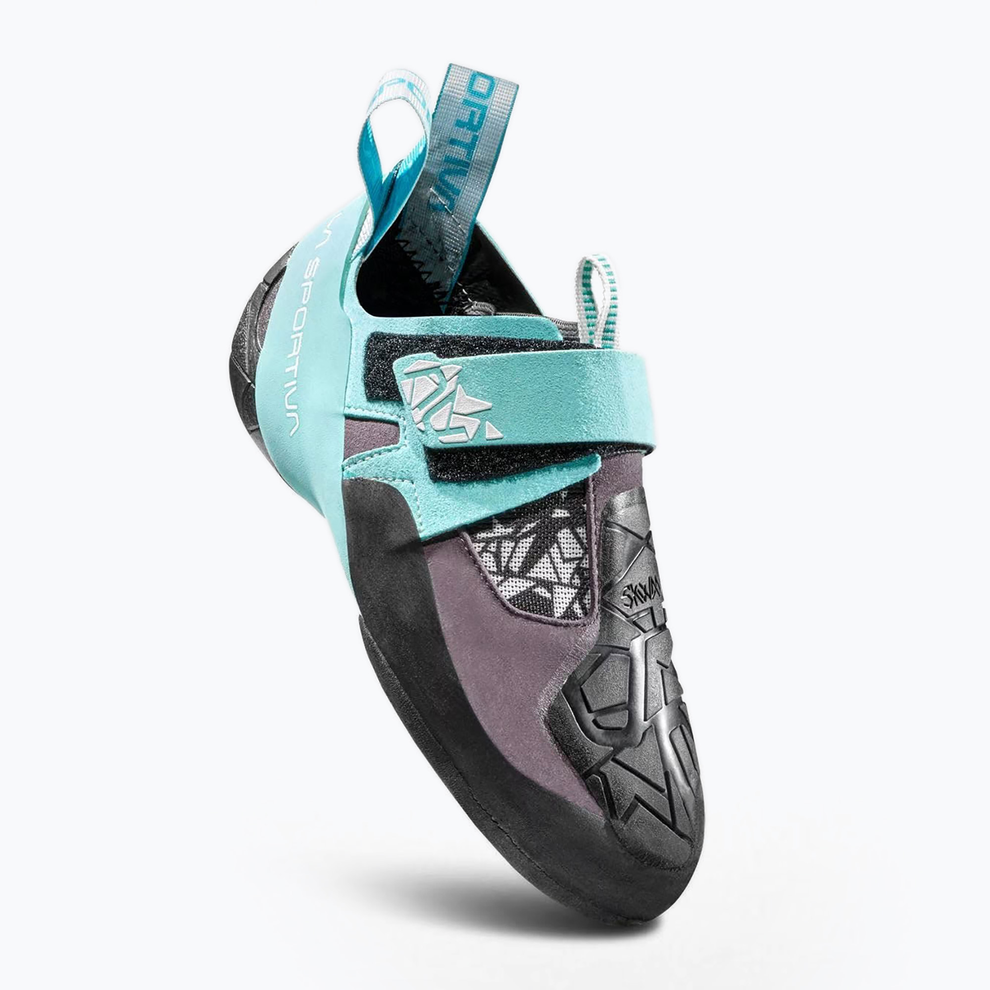 Încălțăminte de cățărare pentru femei La Sportiva Skwama Vegan carbon / turquoise (Skwama Vegan ZFCS075G00B16)