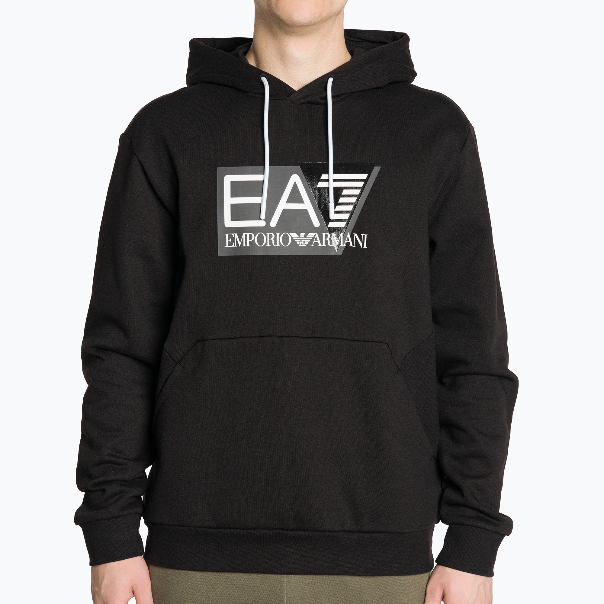 Hanorac cu glugă cu vizibilitate pentru bărbați EA7 Emporio Armani Train Visibility negru (Train Visibility Hoodie 3DPM02-PJ07Z)