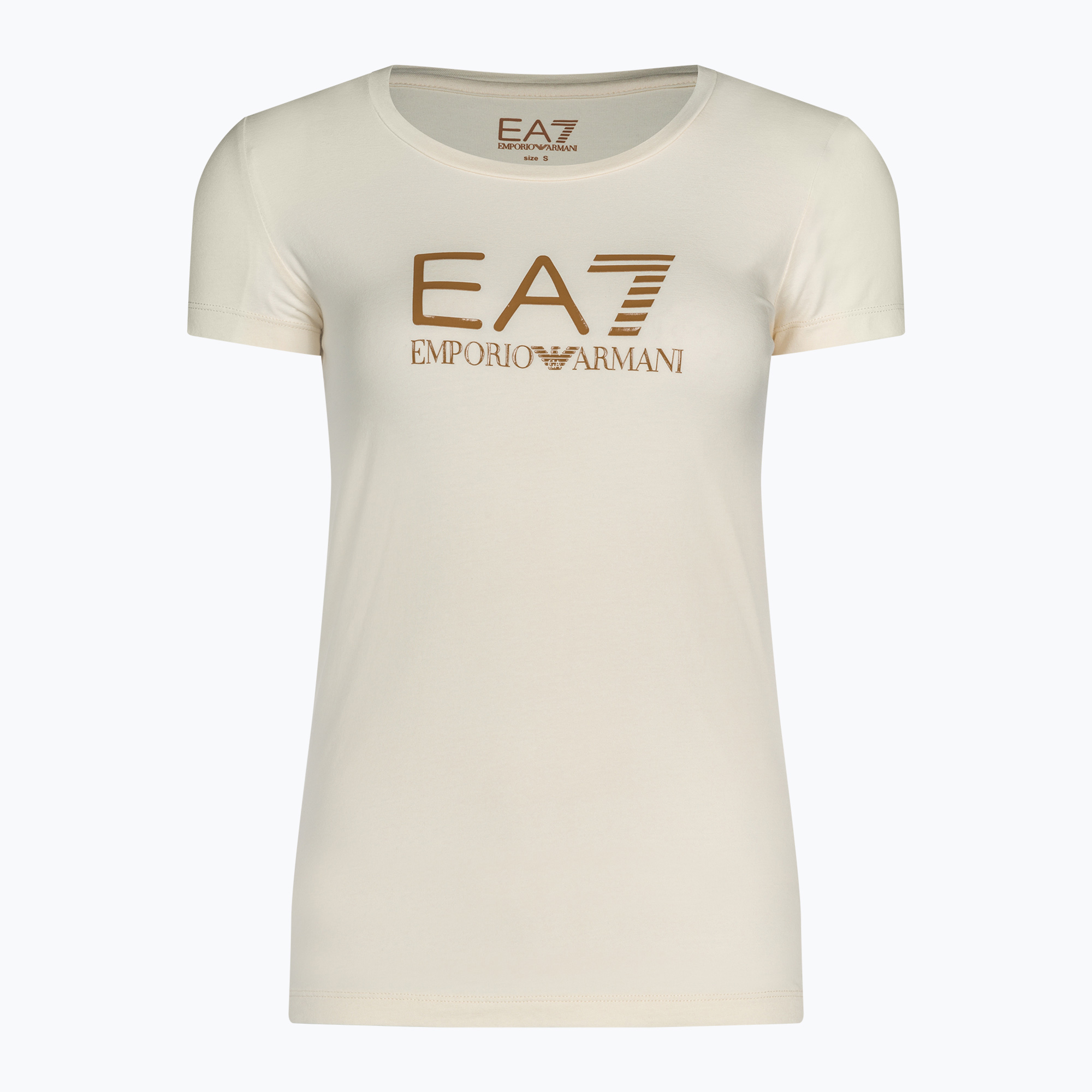 Tricou EA7 Emporio Armani Train Shiny pristine/logo maro pentru femei EA7 Emporio Armani Train Shiny pristine/logo maro (Train Shiny 8NTT66-TJFKZ)